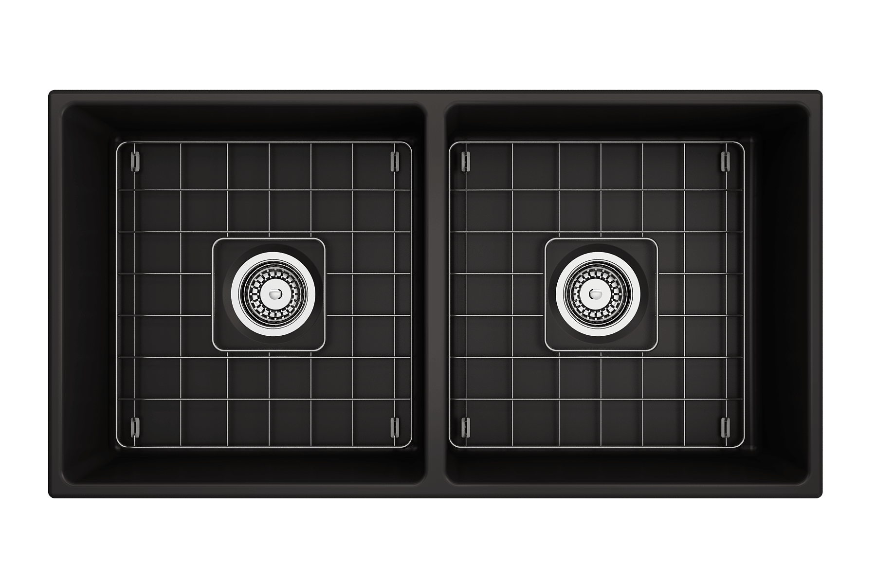 Alternate Image for BOCCHI Contempo 36" Fireclay Farmhouse Apron 50/50 Double Bowl Kitchen Sink, Matte Black, 1350-004-0120