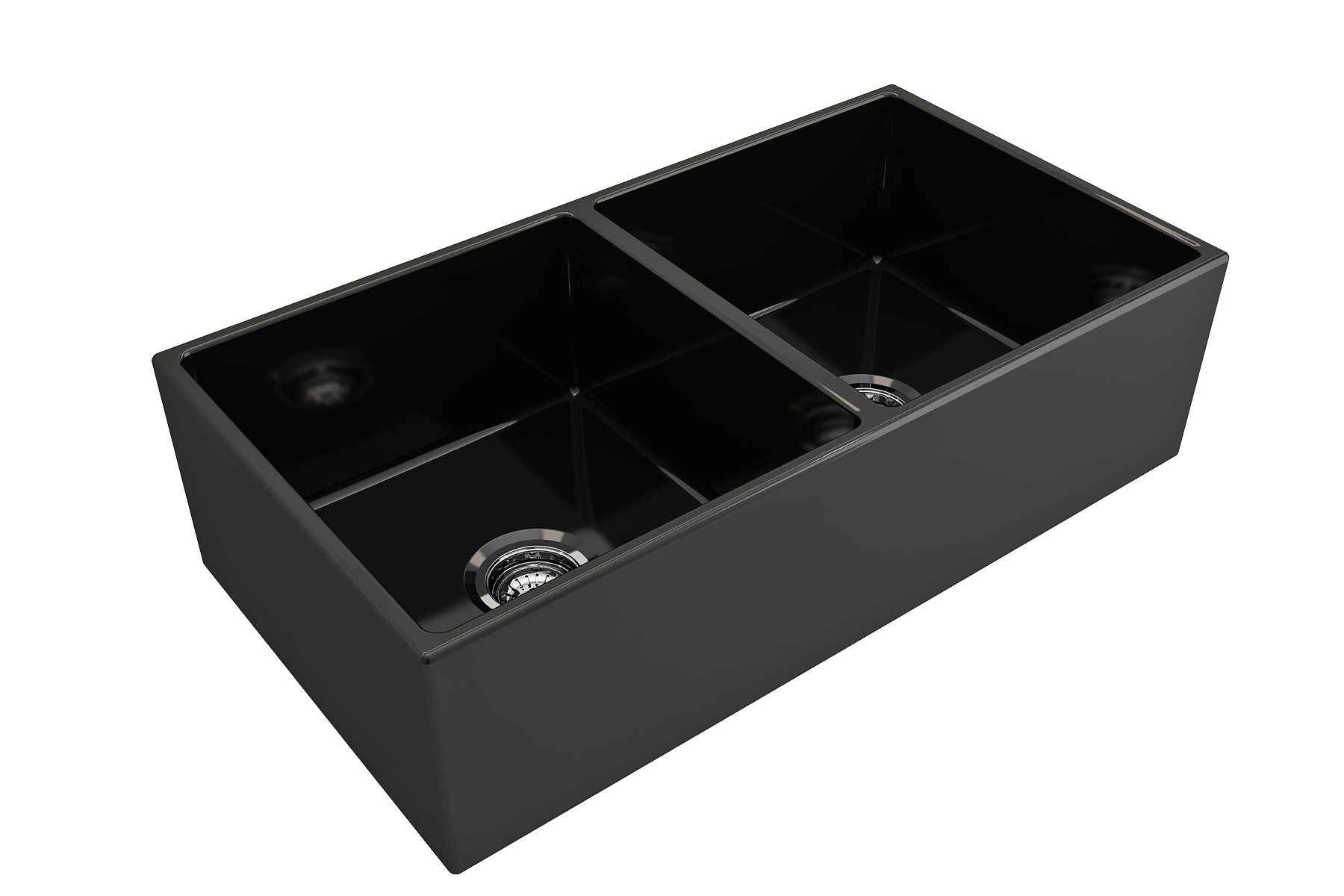 Alternate Image for BOCCHI Contempo 36" Fireclay Farmhouse Apron 50/50 Double Bowl Kitchen Sink, Black, 1350-005-0120