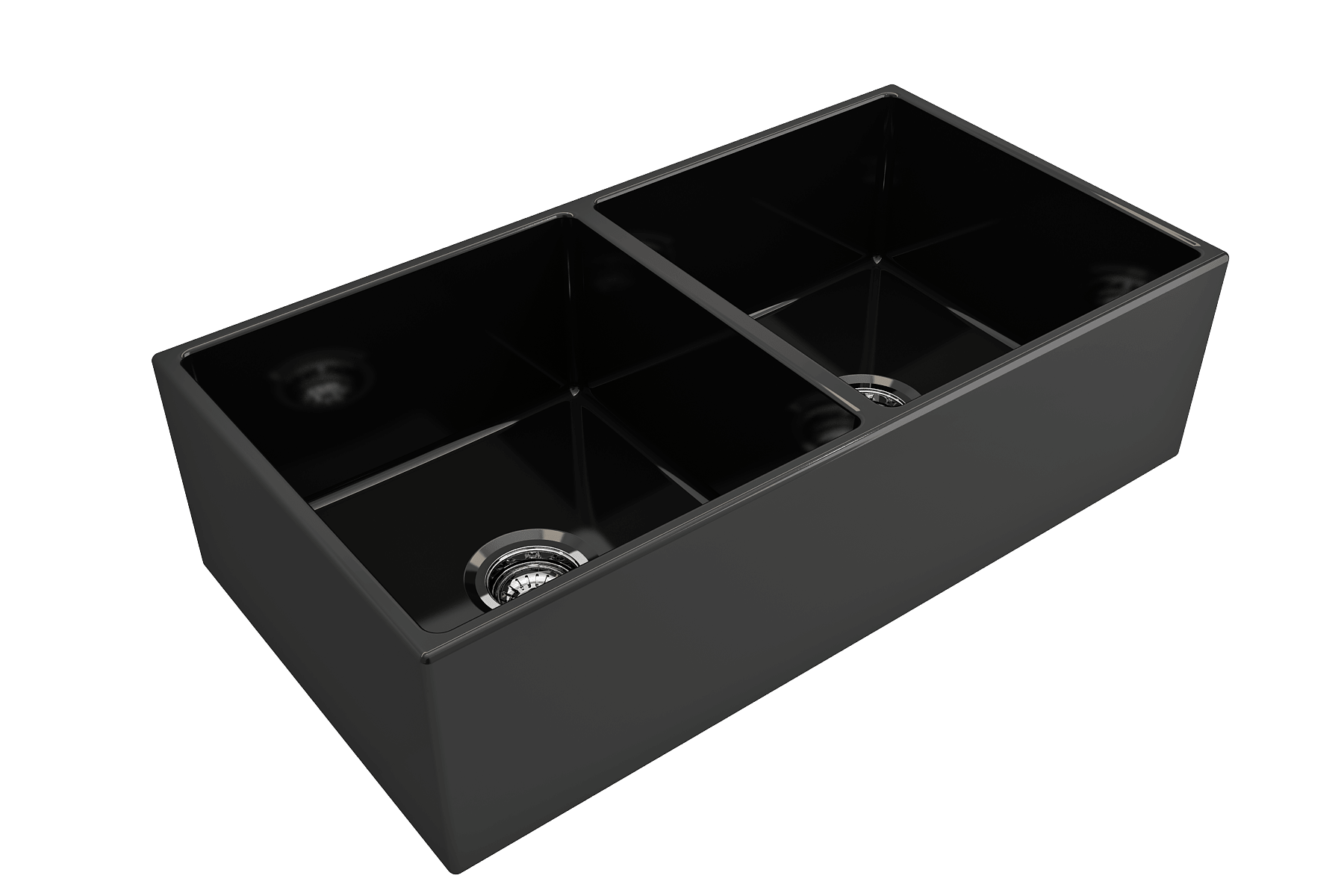 Alternate Image for BOCCHI Contempo 36" Fireclay Farmhouse Apron 50/50 Double Bowl Kitchen Sink, Black, 1350-005-0120
