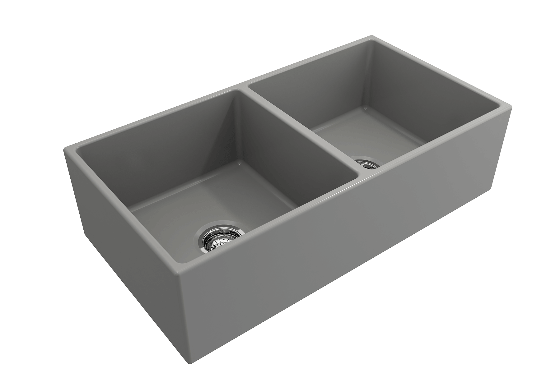 Alternate Image for BOCCHI Contempo 36" Fireclay Farmhouse Apron 50/50 Double Bowl Kitchen Sink, Matte Gray, 1350-006-0120