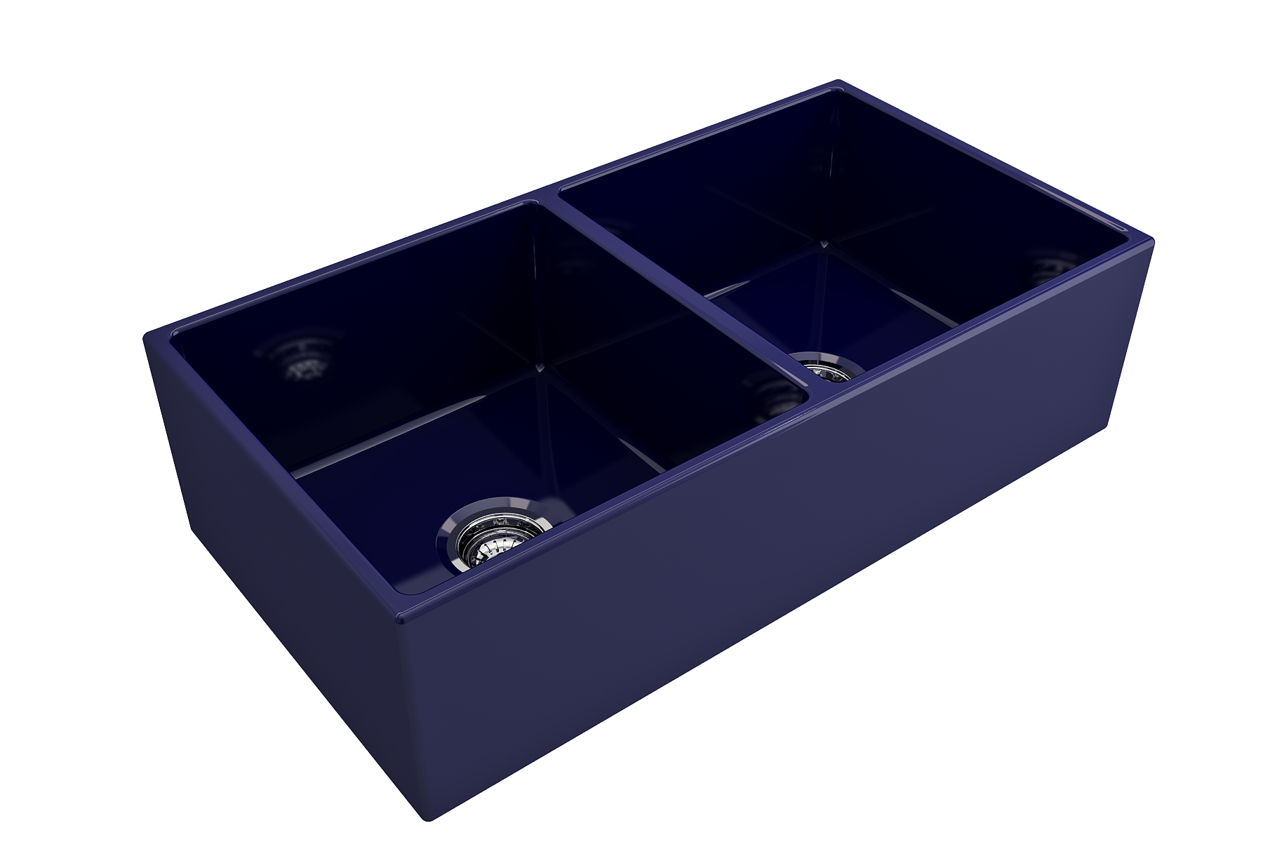 Alternate Image for BOCCHI Contempo 36" Fireclay Farmhouse Apron 50/50 Double Bowl Kitchen Sink, Sapphire Blue, 1350-010-0120