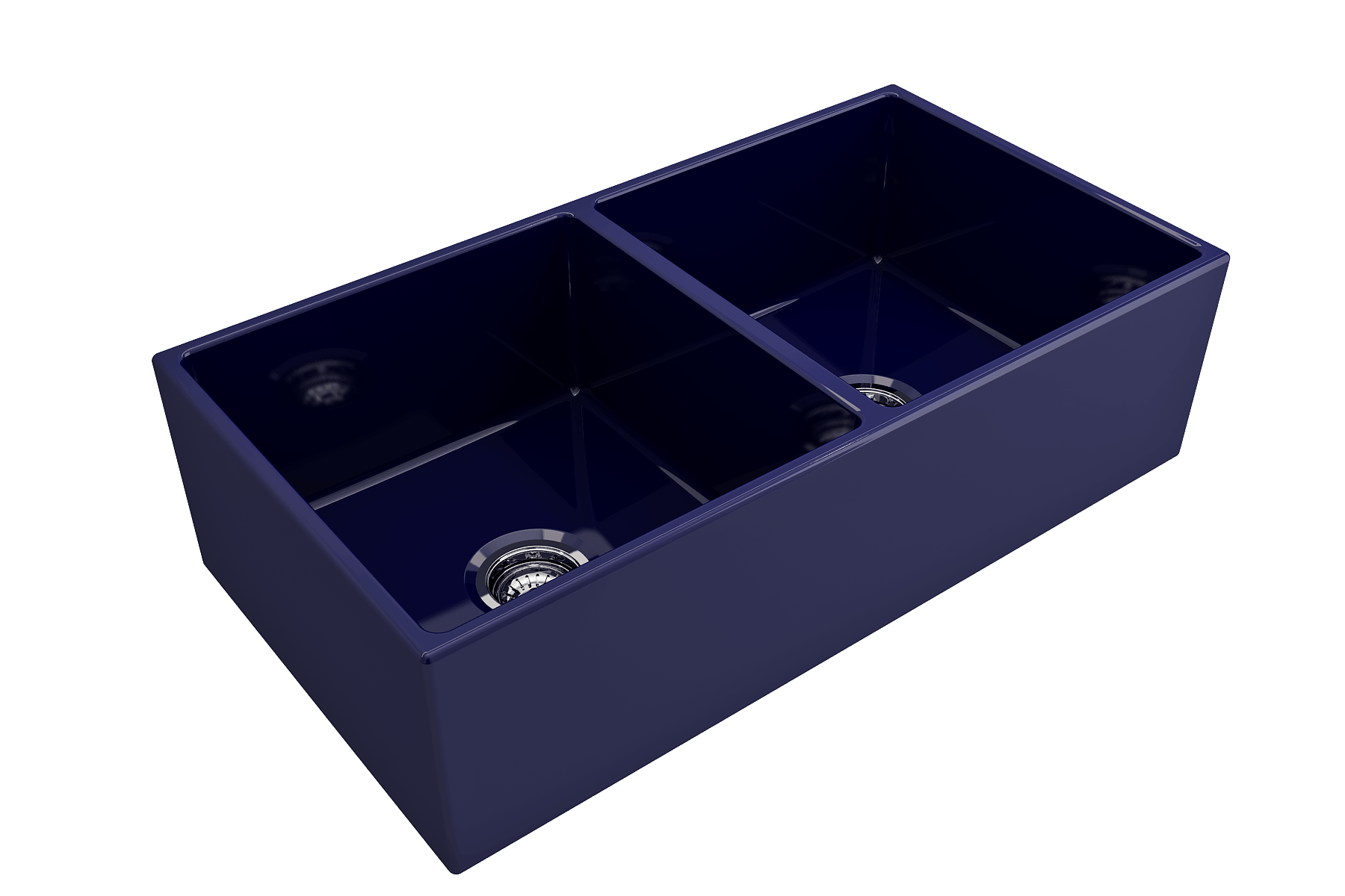 Alternate Image for BOCCHI Contempo 36" Fireclay Farmhouse Apron 50/50 Double Bowl Kitchen Sink, Sapphire Blue, 1350-010-0120