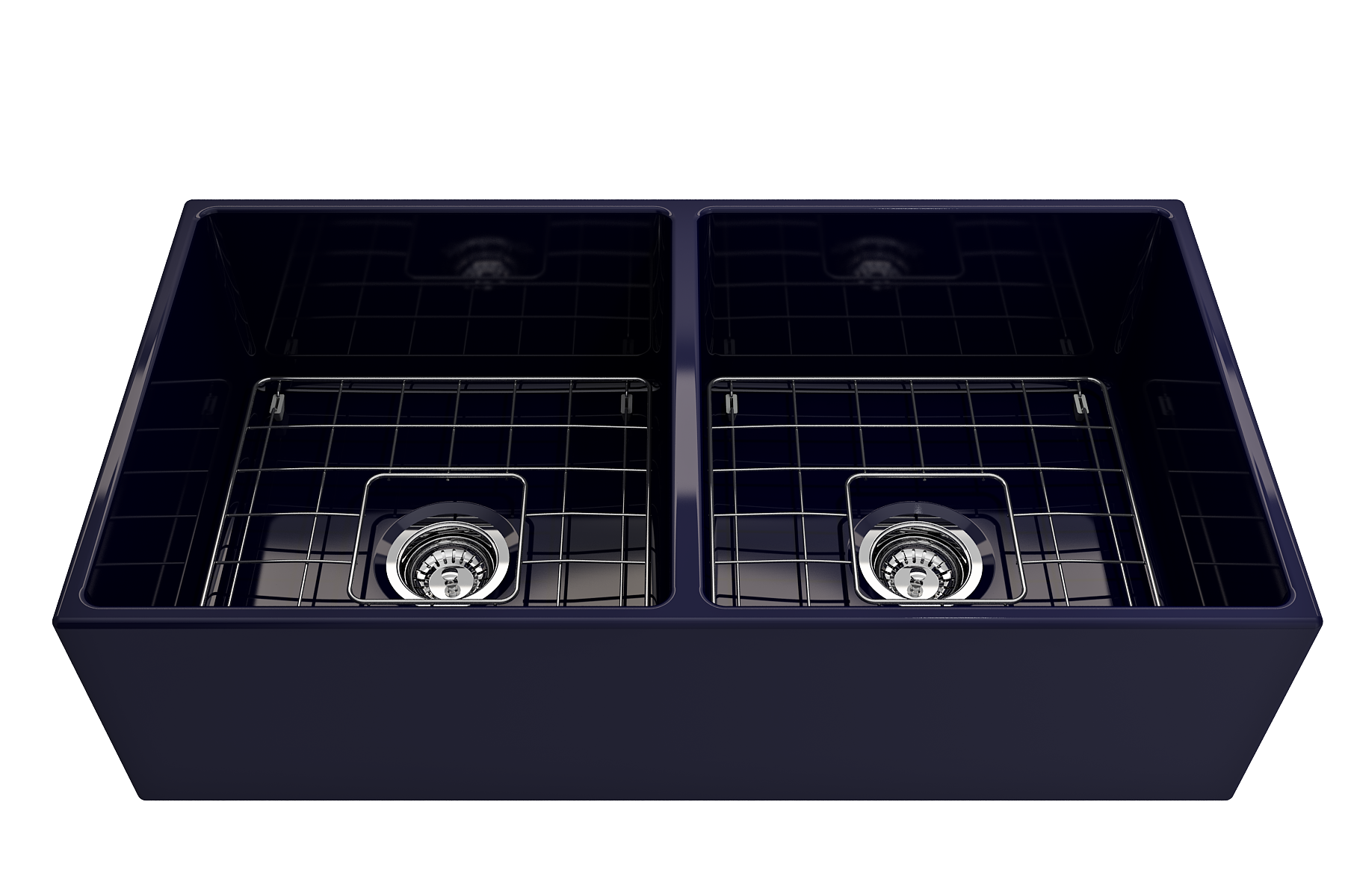 Alternate Image for BOCCHI Contempo 36" Fireclay Farmhouse Apron 50/50 Double Bowl Kitchen Sink, Sapphire Blue, 1350-010-0120