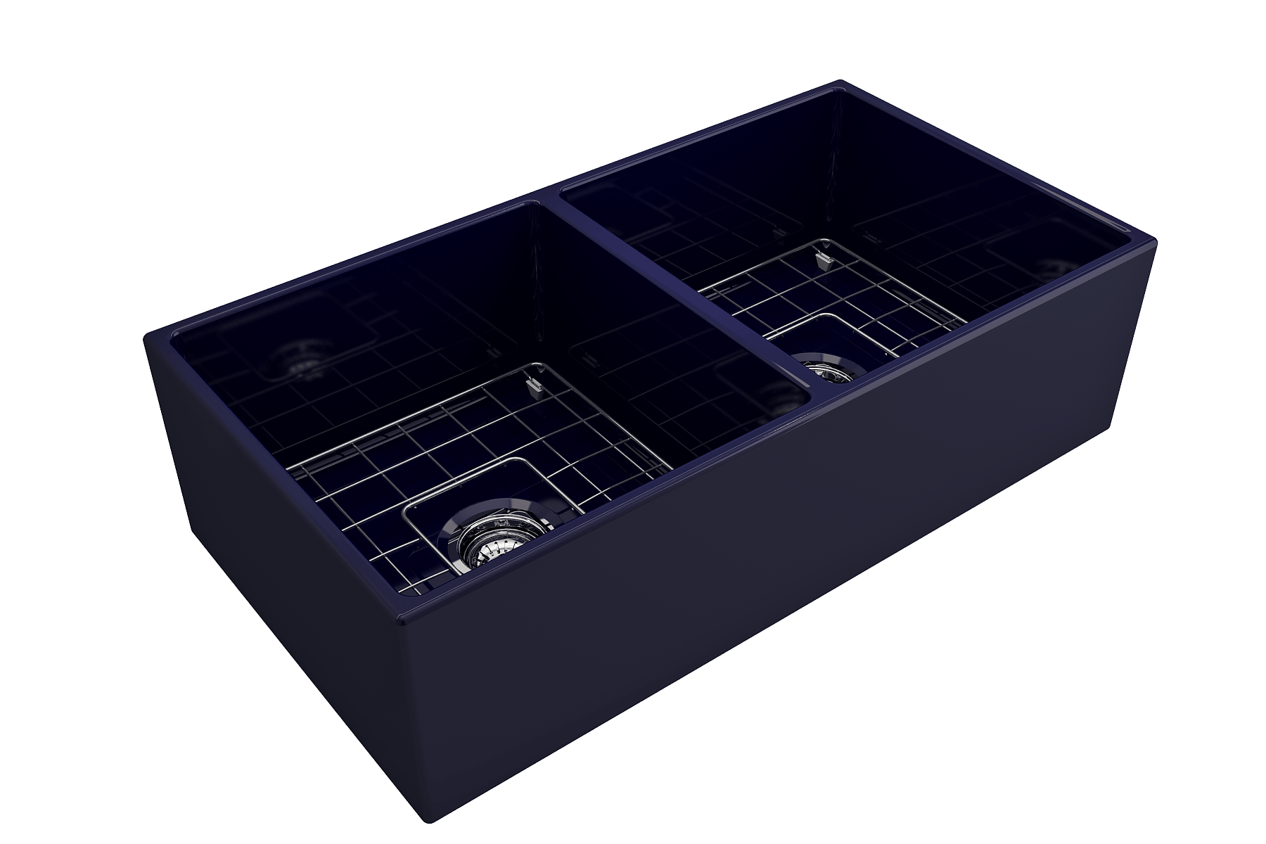Alternate Image for BOCCHI Contempo 36" Fireclay Farmhouse Apron 50/50 Double Bowl Kitchen Sink, Sapphire Blue, 1350-010-0120