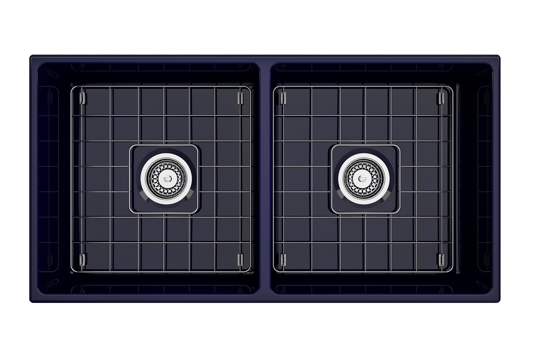 Alternate Image for BOCCHI Contempo 36" Fireclay Farmhouse Apron 50/50 Double Bowl Kitchen Sink, Sapphire Blue, 1350-010-0120