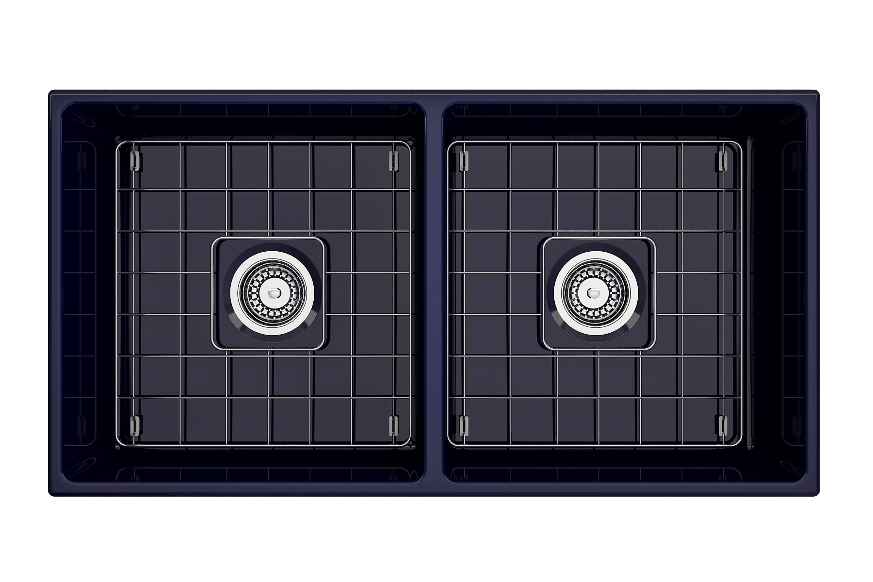 Alternate Image for BOCCHI Contempo 36" Fireclay Farmhouse Apron 50/50 Double Bowl Kitchen Sink, Sapphire Blue, 1350-010-0120