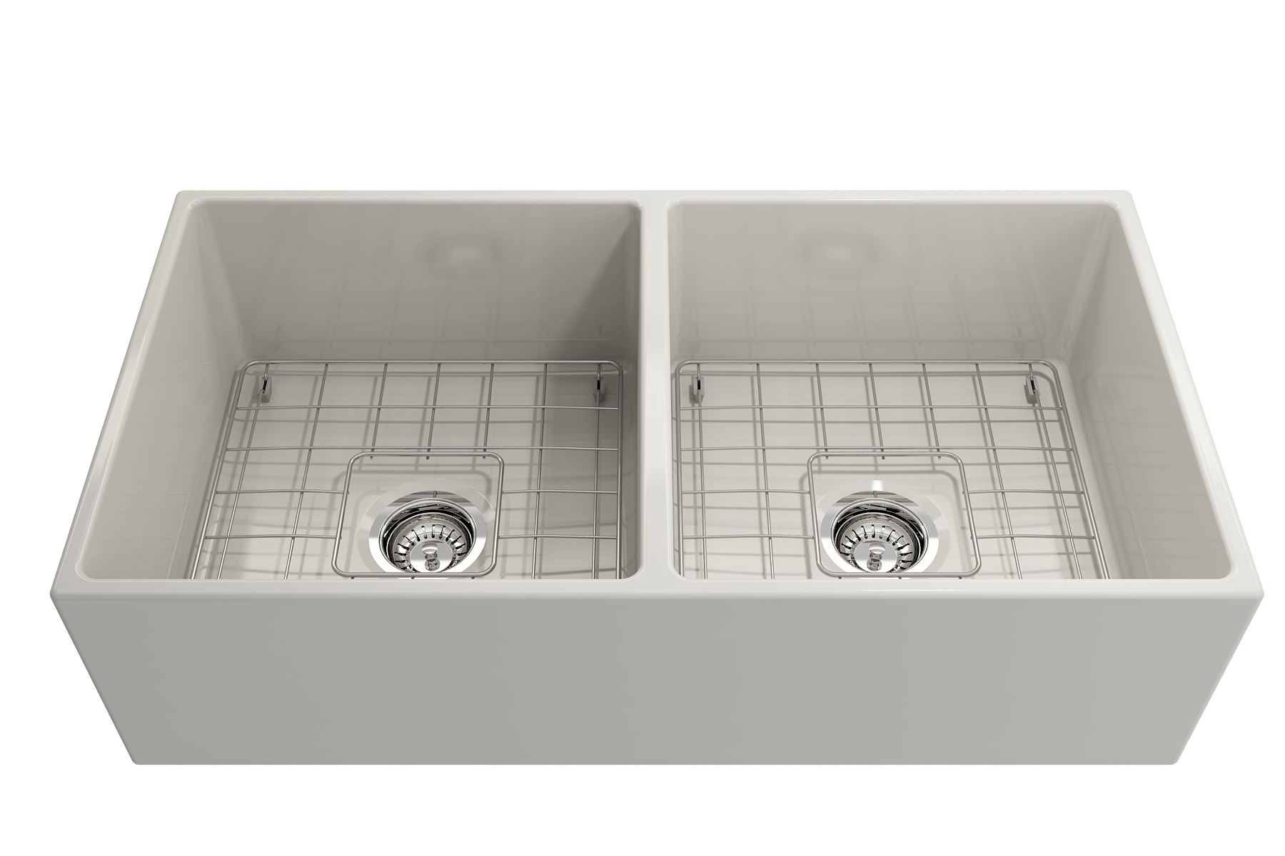 Alternate Image for BOCCHI Contempo 36" Fireclay Farmhouse Apron 50/50 Double Bowl Kitchen Sink, Biscuit, 1350-014-0120
