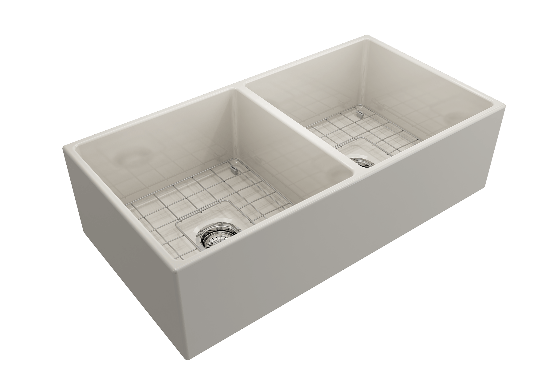 Alternate Image for BOCCHI Contempo 36" Fireclay Farmhouse Apron 50/50 Double Bowl Kitchen Sink, Biscuit, 1350-014-0120