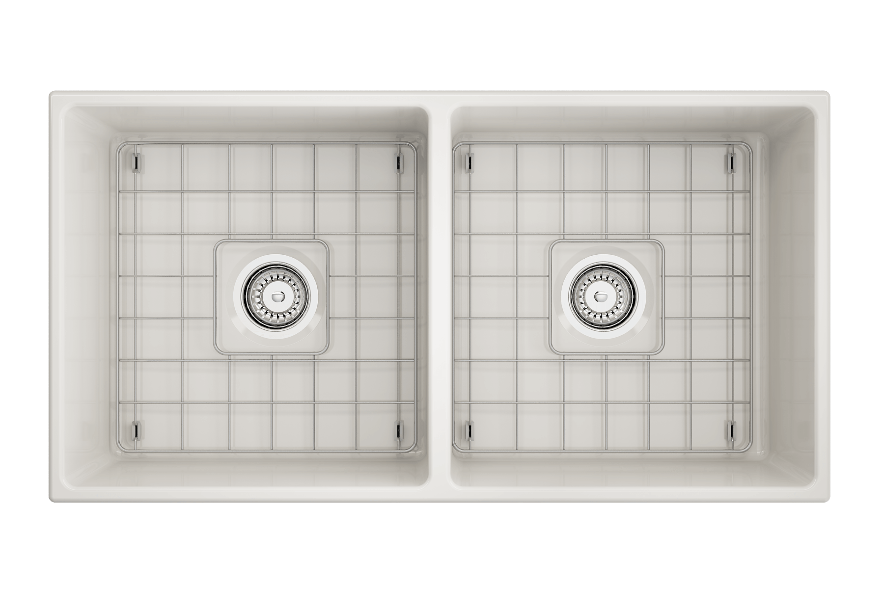Alternate Image for BOCCHI Contempo 36" Fireclay Farmhouse Apron 50/50 Double Bowl Kitchen Sink, Biscuit, 1350-014-0120