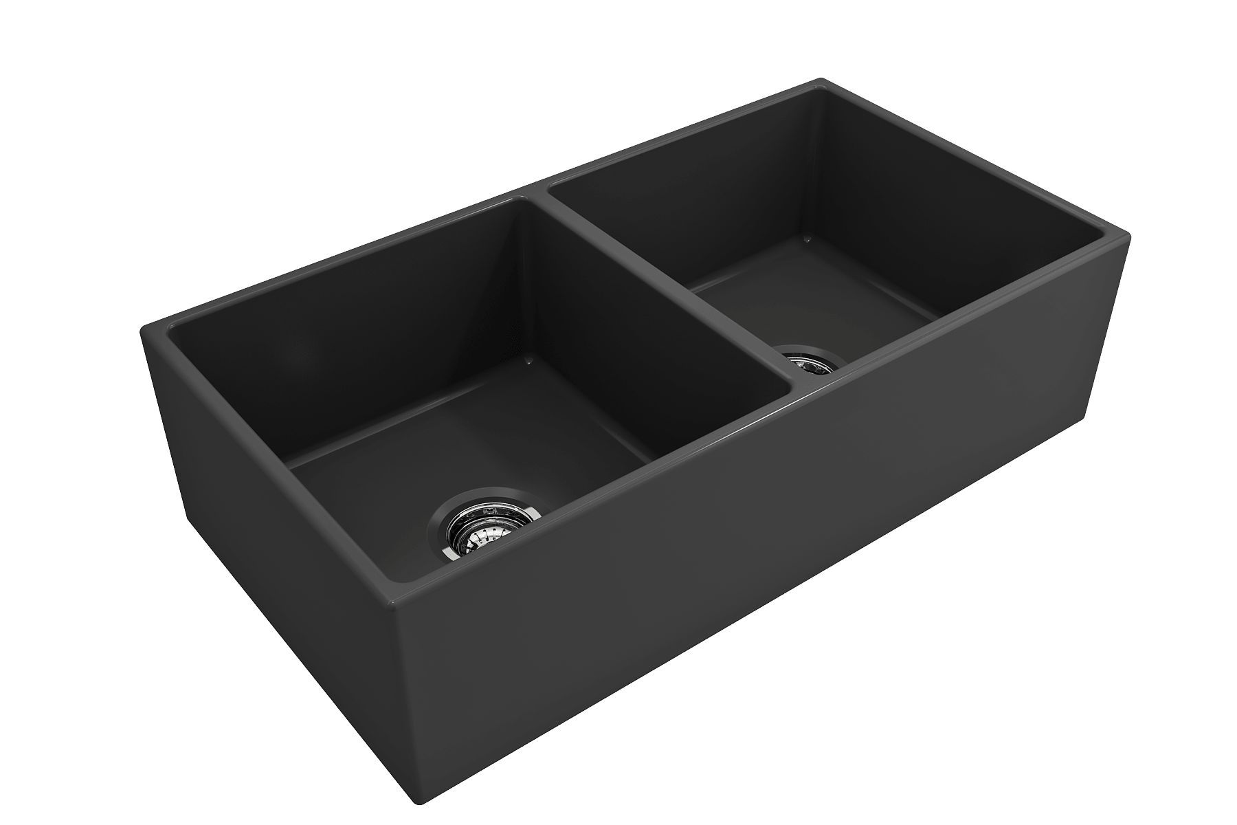 Alternate Image for BOCCHI Contempo 36" Fireclay Farmhouse Apron 50/50 Double Bowl Kitchen Sink, Matte Dark Gray, 1350-020-0120