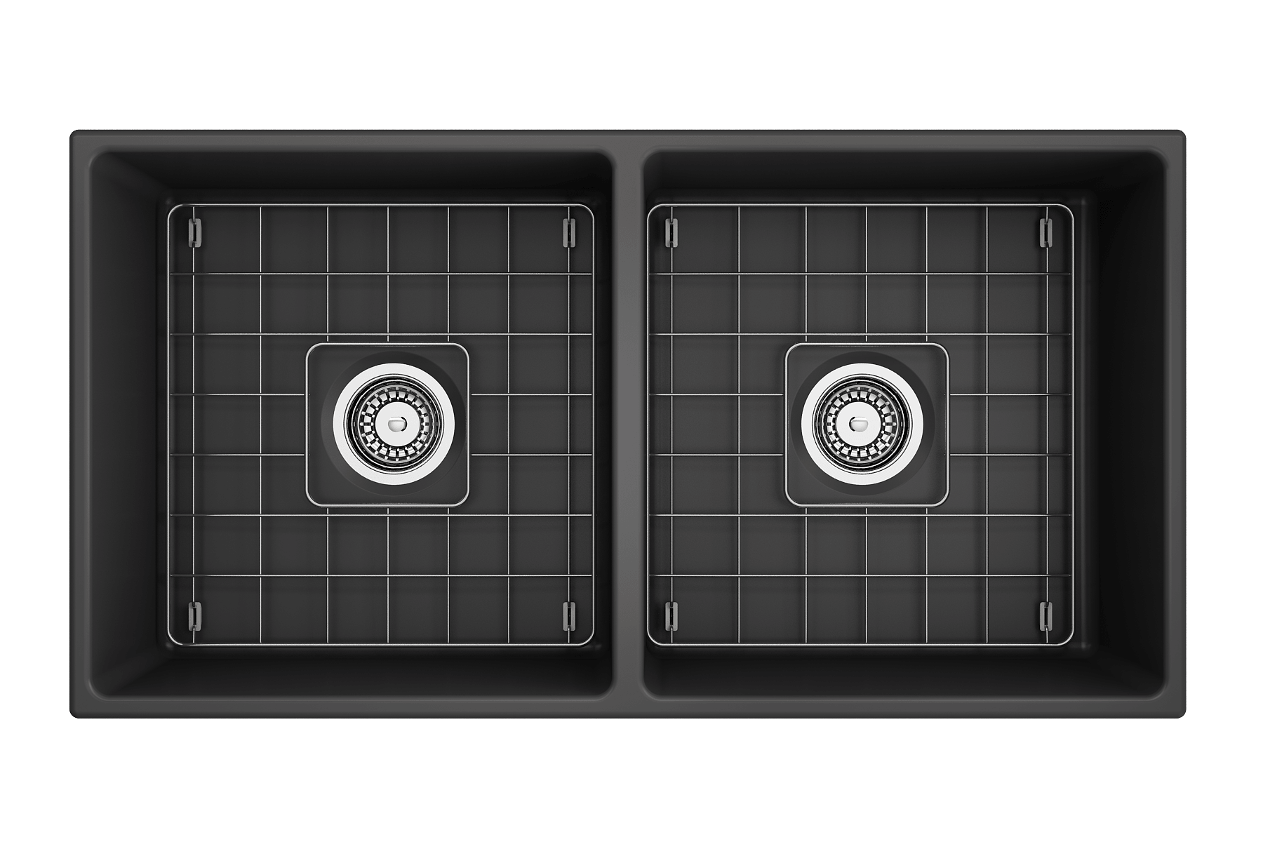 Alternate Image for BOCCHI Contempo 36" Fireclay Farmhouse Apron 50/50 Double Bowl Kitchen Sink, Matte Dark Gray, 1350-020-0120