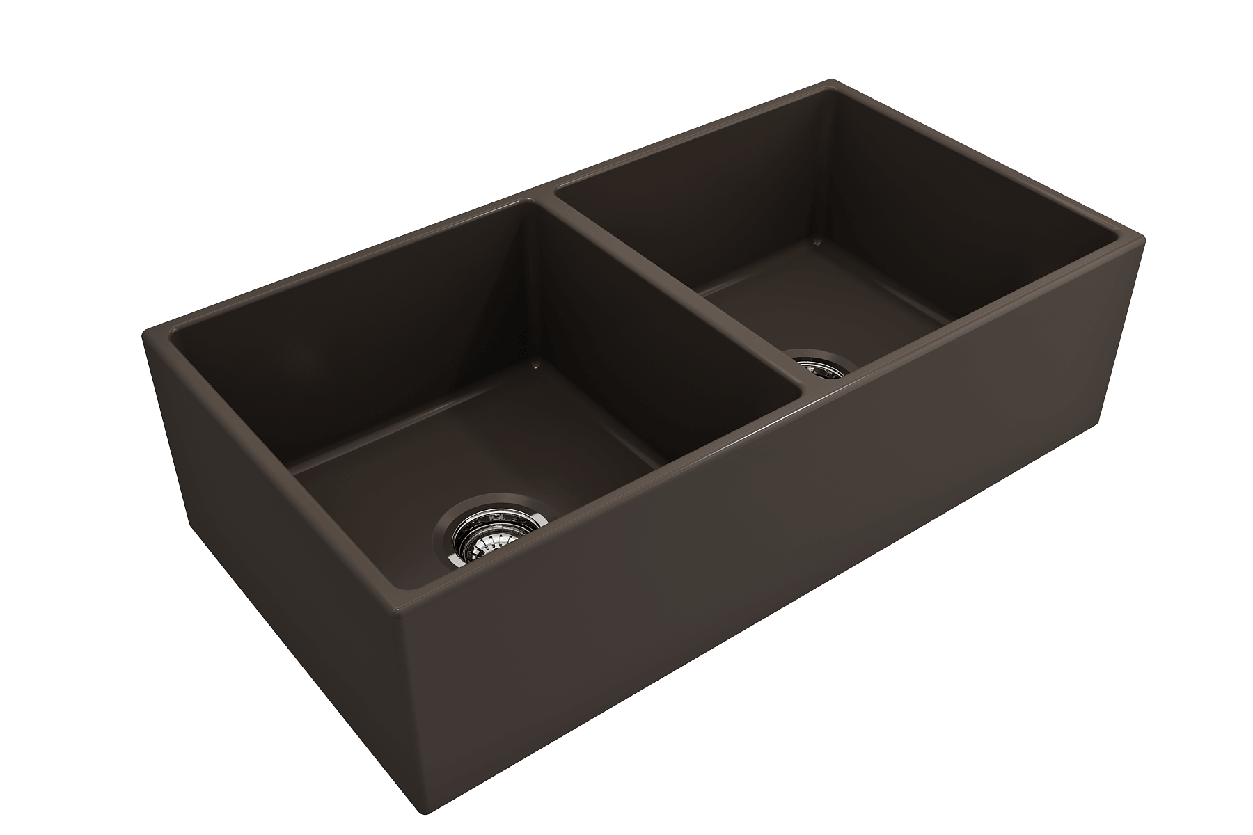 Alternate Image for BOCCHI Contempo 36" Fireclay Farmhouse Apron 50/50 Double Bowl Kitchen Sink, Matte Brown, 1350-025-0120