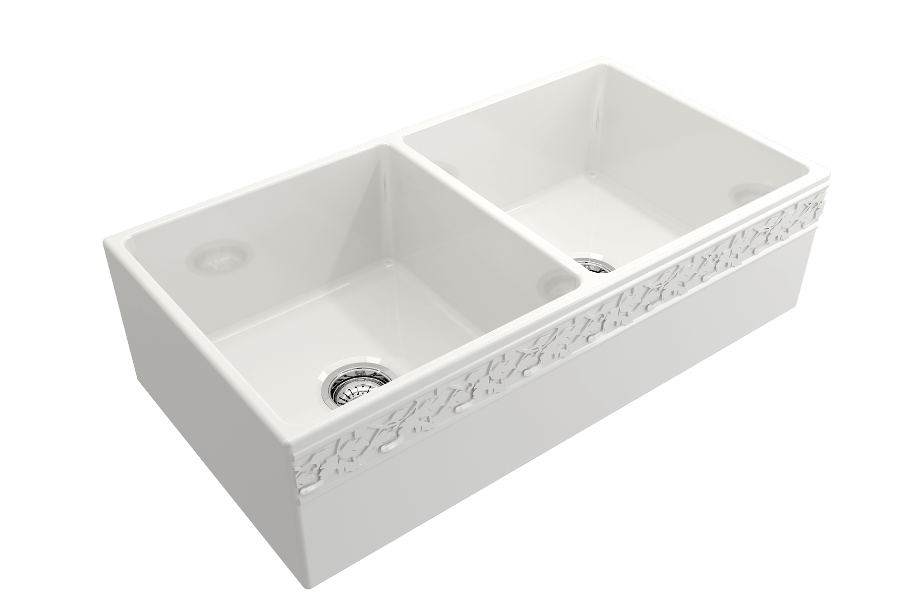 Alternate Image for BOCCHI Vigneto 36" Fireclay Farmhouse Apron 50/50 Double Bowl Kitchen Sink, White, 1351-001-0120