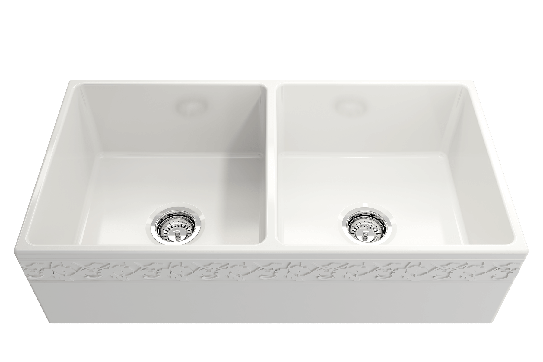 Alternate Image for BOCCHI Vigneto 36" Fireclay Farmhouse Apron 50/50 Double Bowl Kitchen Sink, White, 1351-001-0120