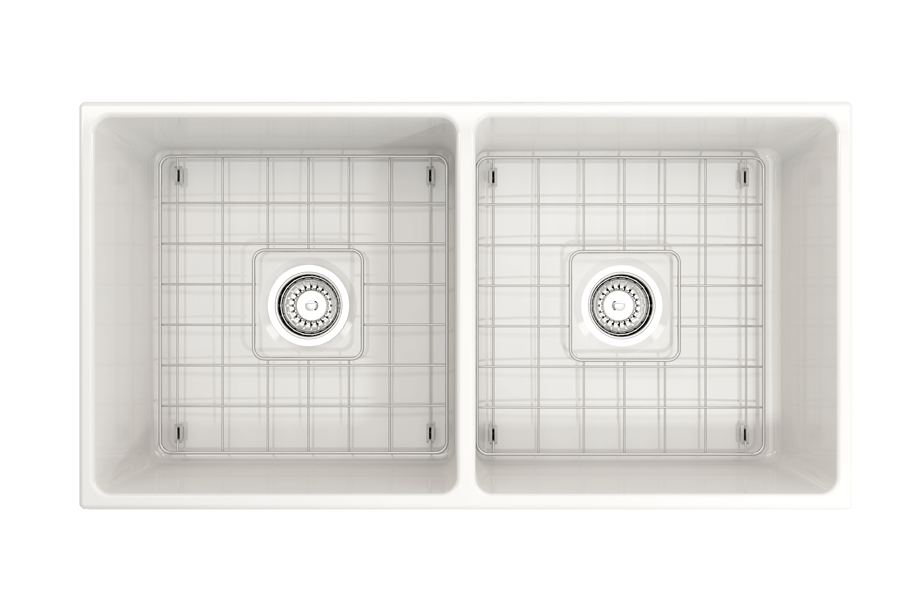 Alternate Image for BOCCHI Vigneto 36" Fireclay Farmhouse Apron 50/50 Double Bowl Kitchen Sink, White, 1351-001-0120