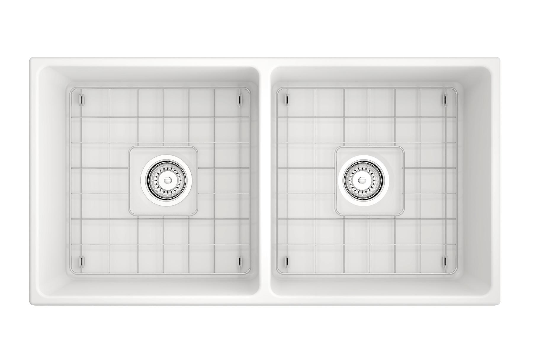 Alternate Image for BOCCHI Vigneto 36" Fireclay Farmhouse Apron 50/50 Double Bowl Kitchen Sink, Matte White, 1351-002-0120
