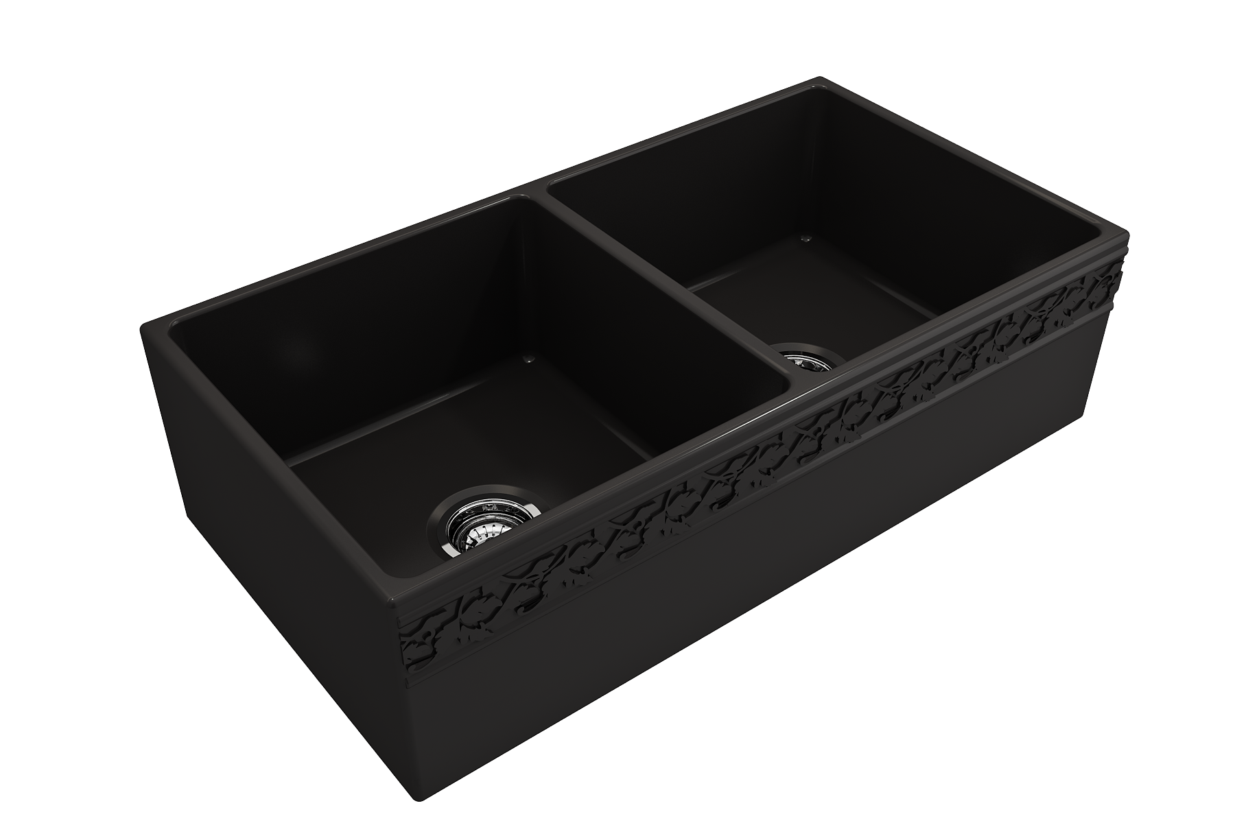 Alternate Image for BOCCHI Vigneto 36" Fireclay Farmhouse Apron 50/50 Double Bowl Kitchen Sink, Matte Black, 1351-004-0120