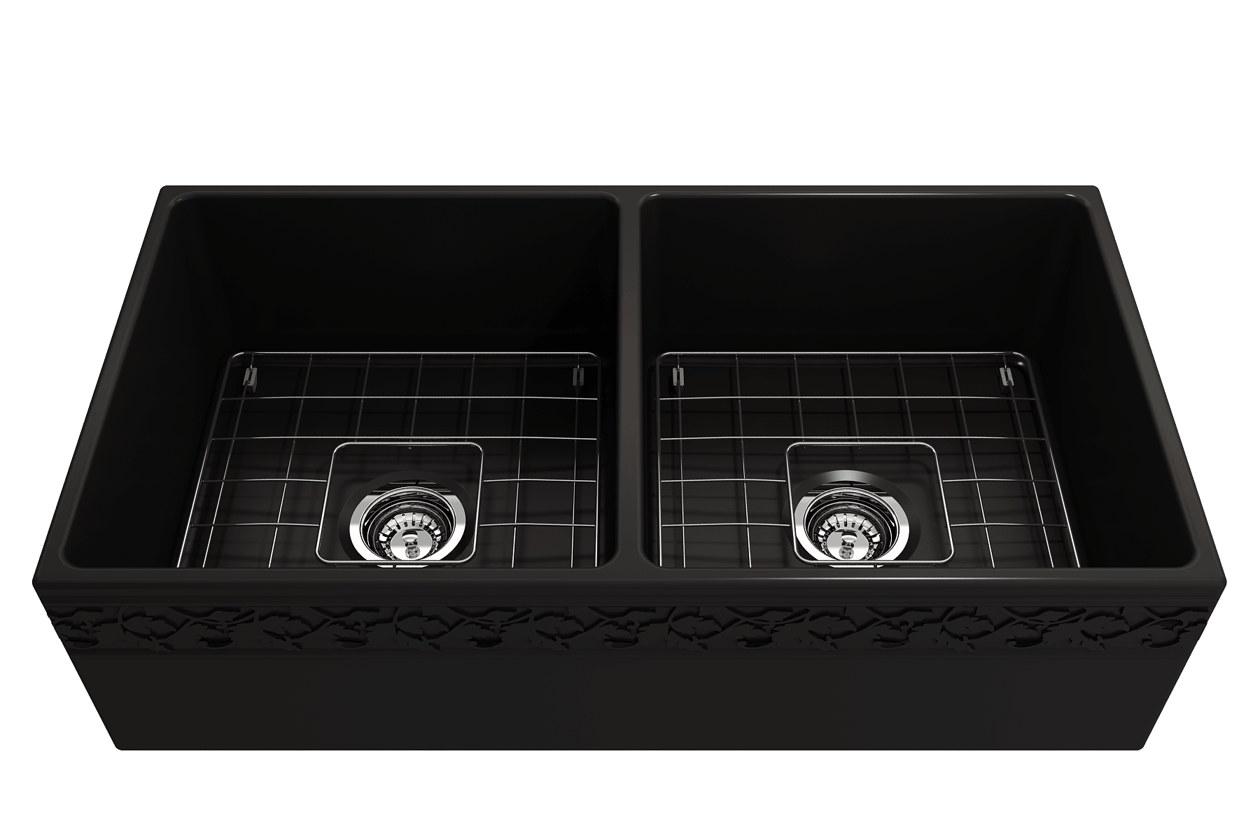 Alternate Image for BOCCHI Vigneto 36" Fireclay Farmhouse Apron 50/50 Double Bowl Kitchen Sink, Matte Black, 1351-004-0120
