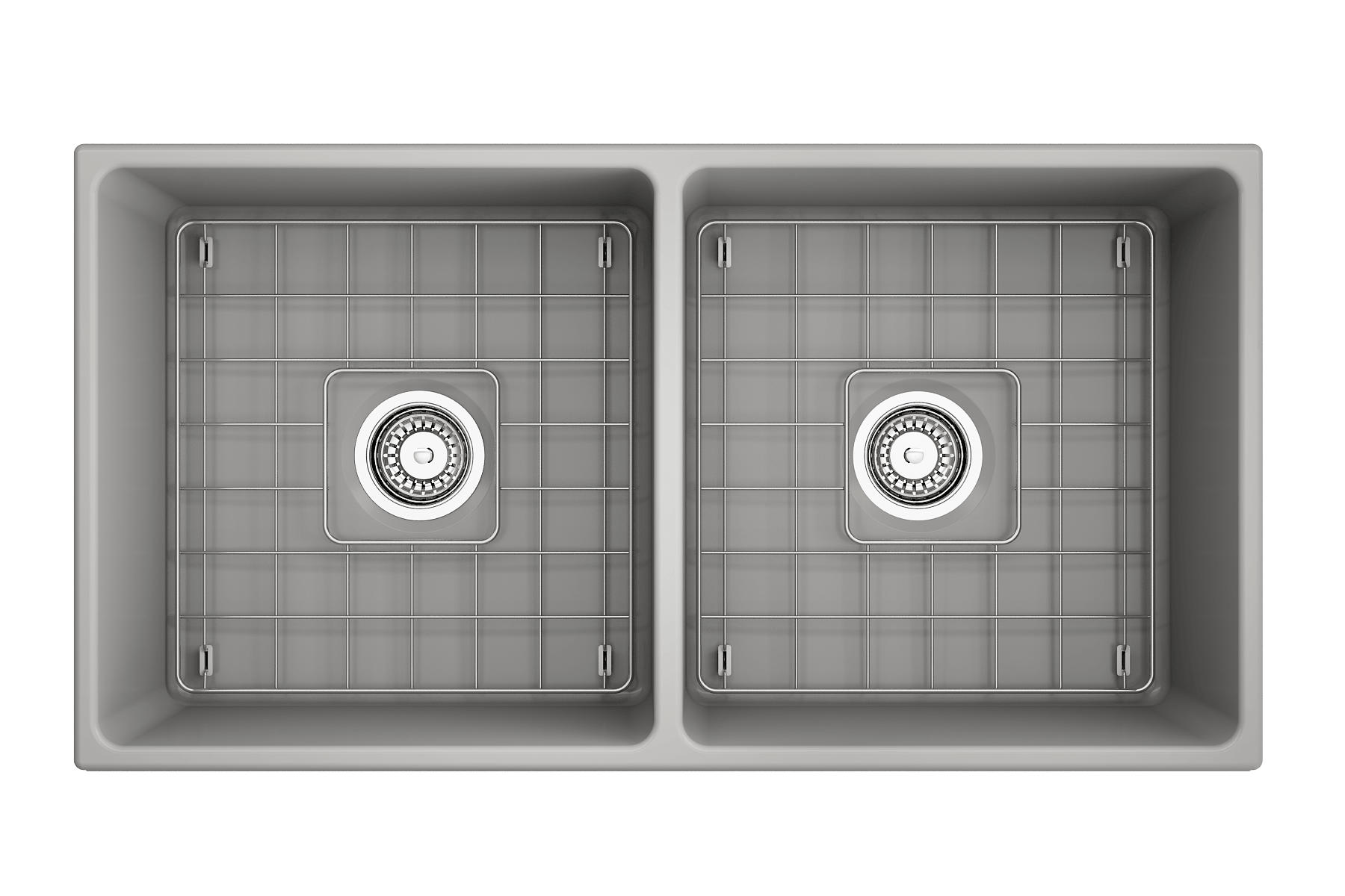 Alternate Image for BOCCHI Vigneto 36" Fireclay Farmhouse Apron 50/50 Double Bowl Kitchen Sink, Matte Gray, 1351-006-0120