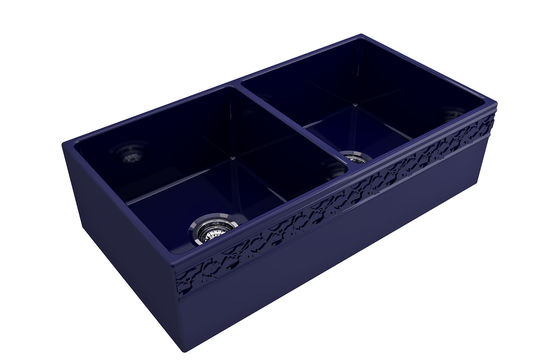 Alternate Image for BOCCHI Vigneto 36" Fireclay Farmhouse Apron 50/50 Double Bowl Kitchen Sink, Sapphire Blue, 1351-010-0120