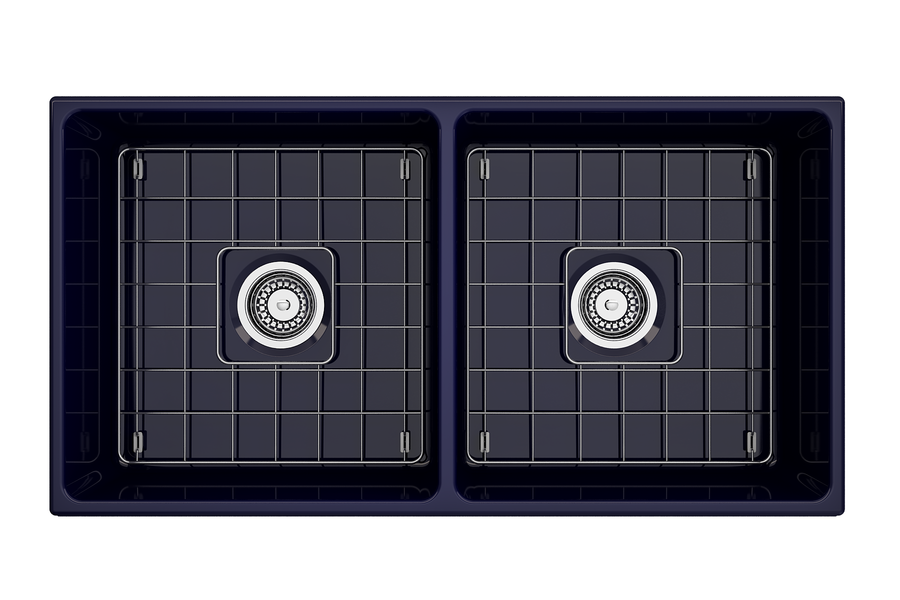 Alternate Image for BOCCHI Vigneto 36" Fireclay Farmhouse Apron 50/50 Double Bowl Kitchen Sink, Sapphire Blue, 1351-010-0120