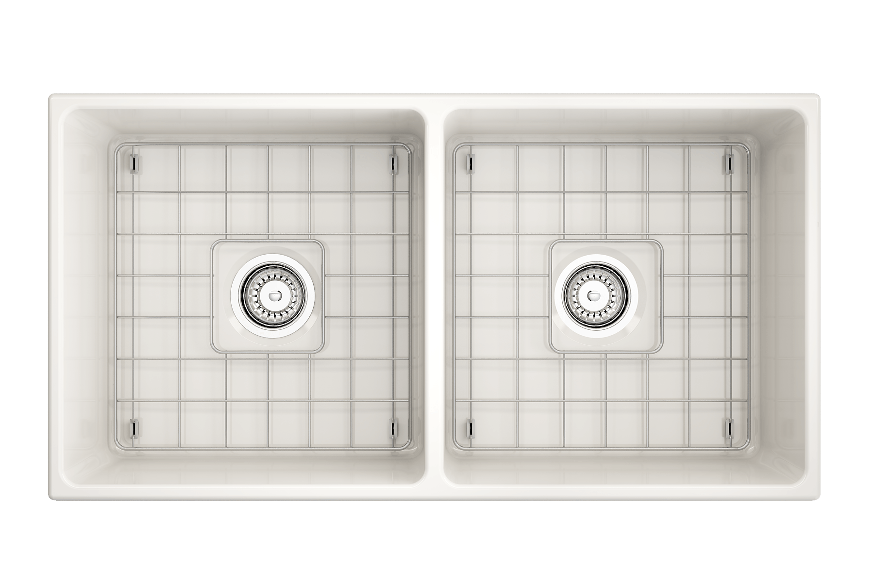 Alternate Image for BOCCHI Vigneto 36" Fireclay Farmhouse Apron 50/50 Double Bowl Kitchen Sink, Biscuit, 1351-014-0120
