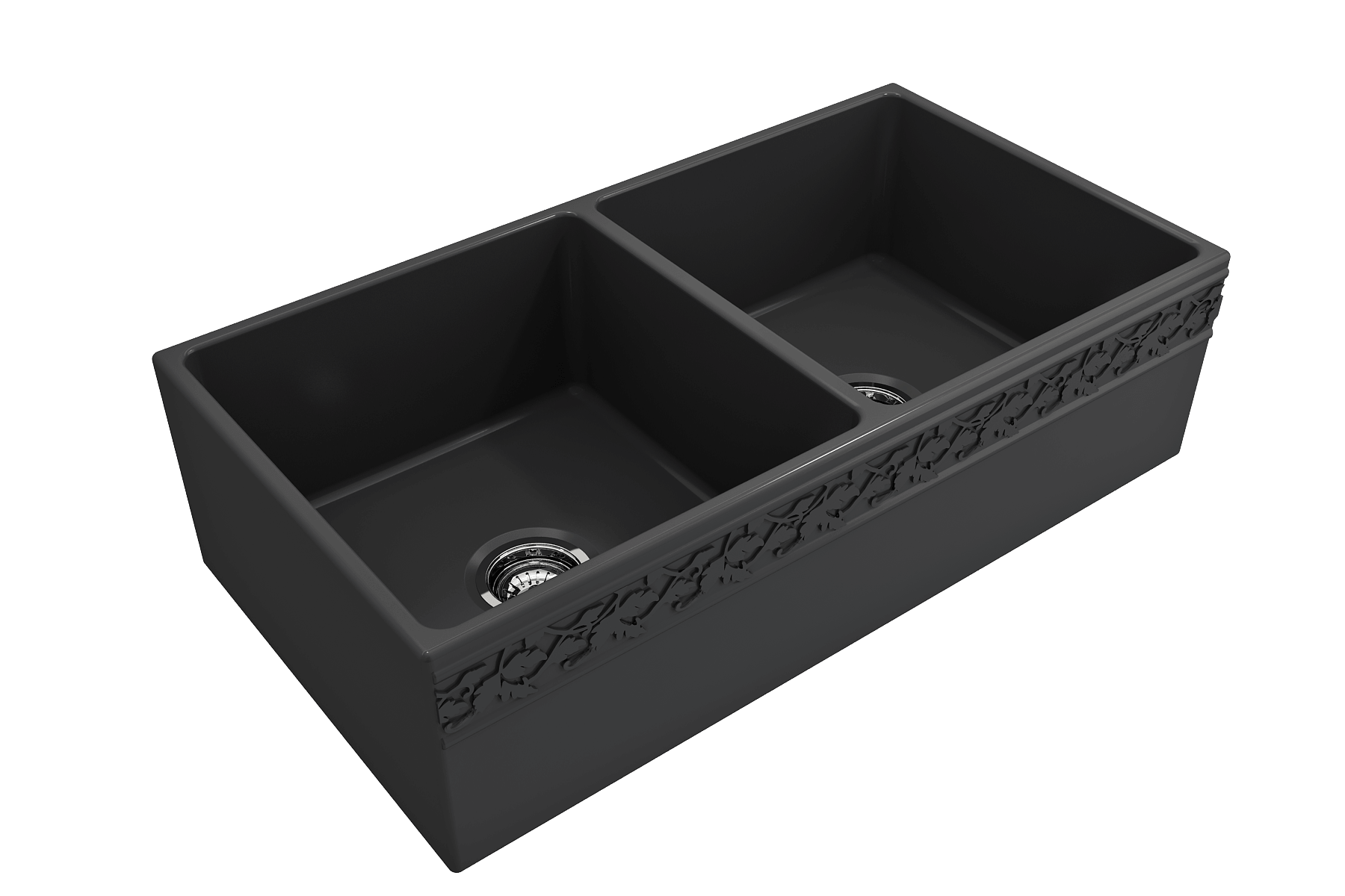 Alternate Image for BOCCHI Vigneto 36" Fireclay Farmhouse Apron 50/50 Double Bowl Kitchen Sink, Matte Dark Gray, 1351-020-0120