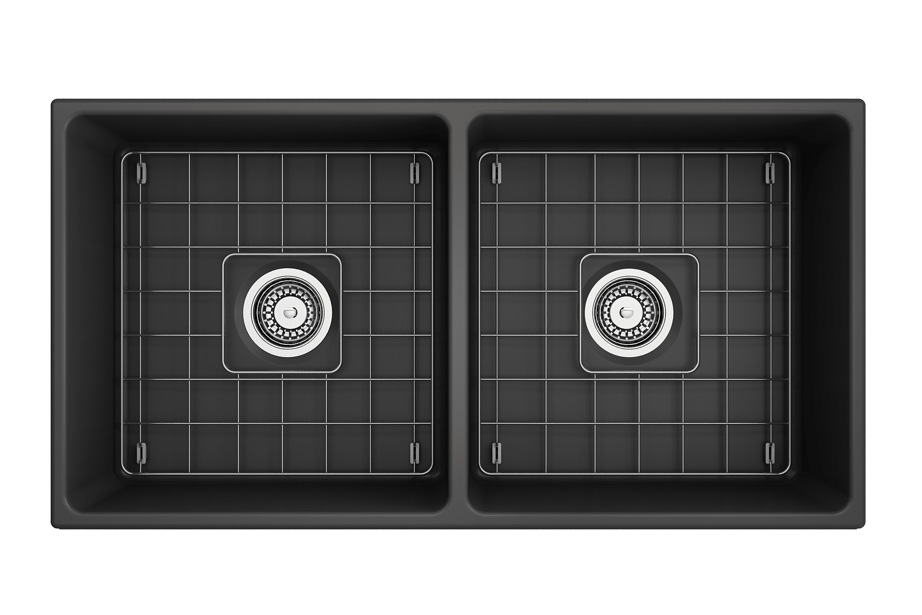 Alternate Image for BOCCHI Vigneto 36" Fireclay Farmhouse Apron 50/50 Double Bowl Kitchen Sink, Matte Dark Gray, 1351-020-0120