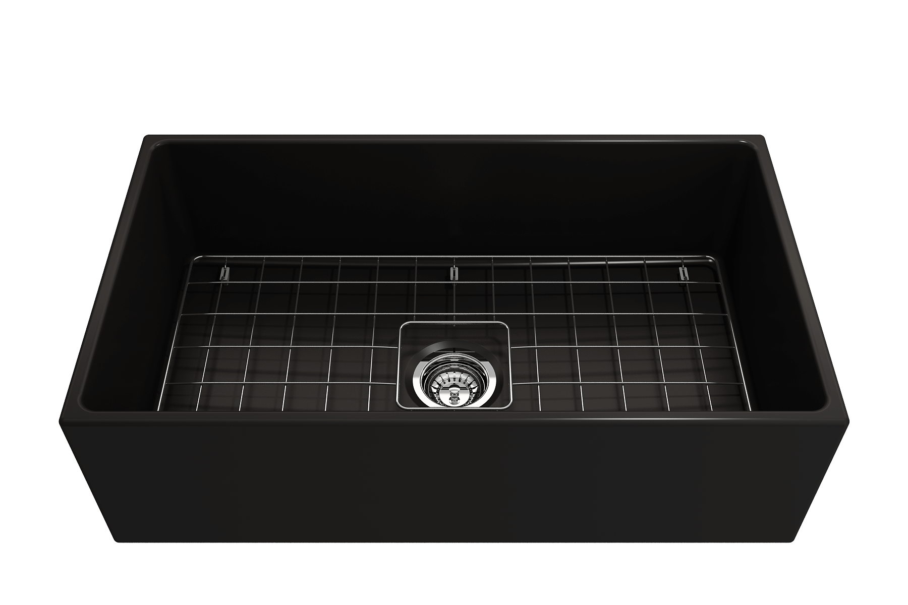 Alternate Image for BOCCHI Contempo 33" Fireclay Farmhouse Apron Single Bowl Kitchen Sink, Matte Black, 1352-004-0120