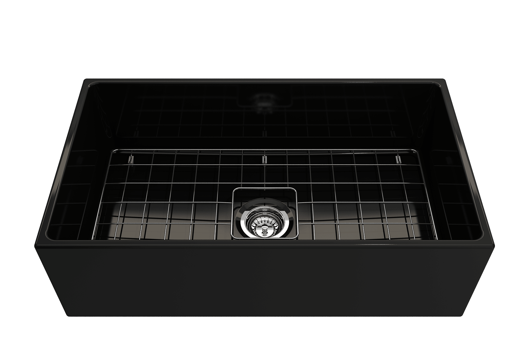 Alternate Image for BOCCHI Contempo 33" Fireclay Farmhouse Apron Single Bowl Kitchen Sink, Black, 1352-005-0120