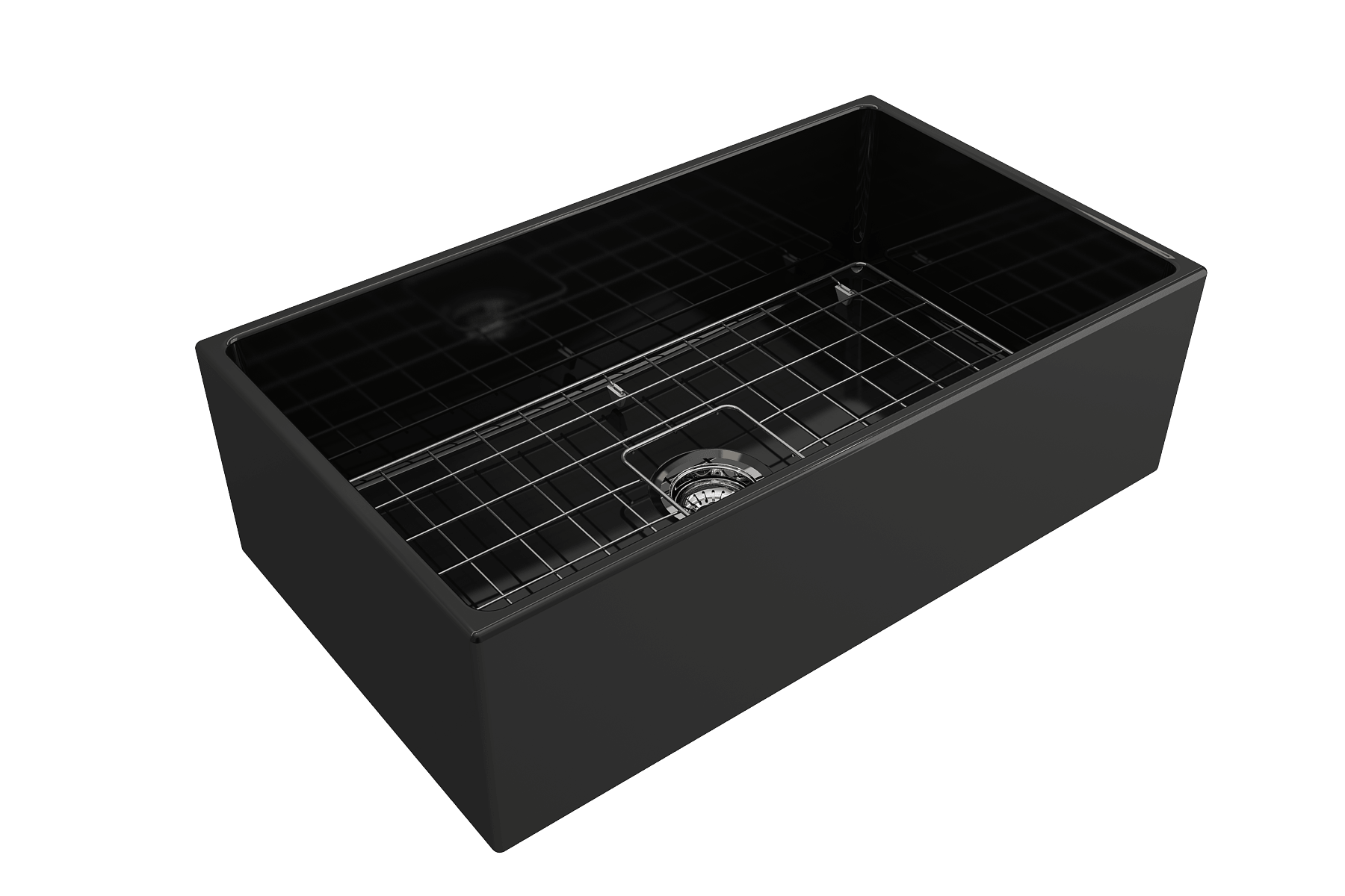 Alternate Image for BOCCHI Contempo 33" Fireclay Farmhouse Apron Single Bowl Kitchen Sink, Black, 1352-005-0120