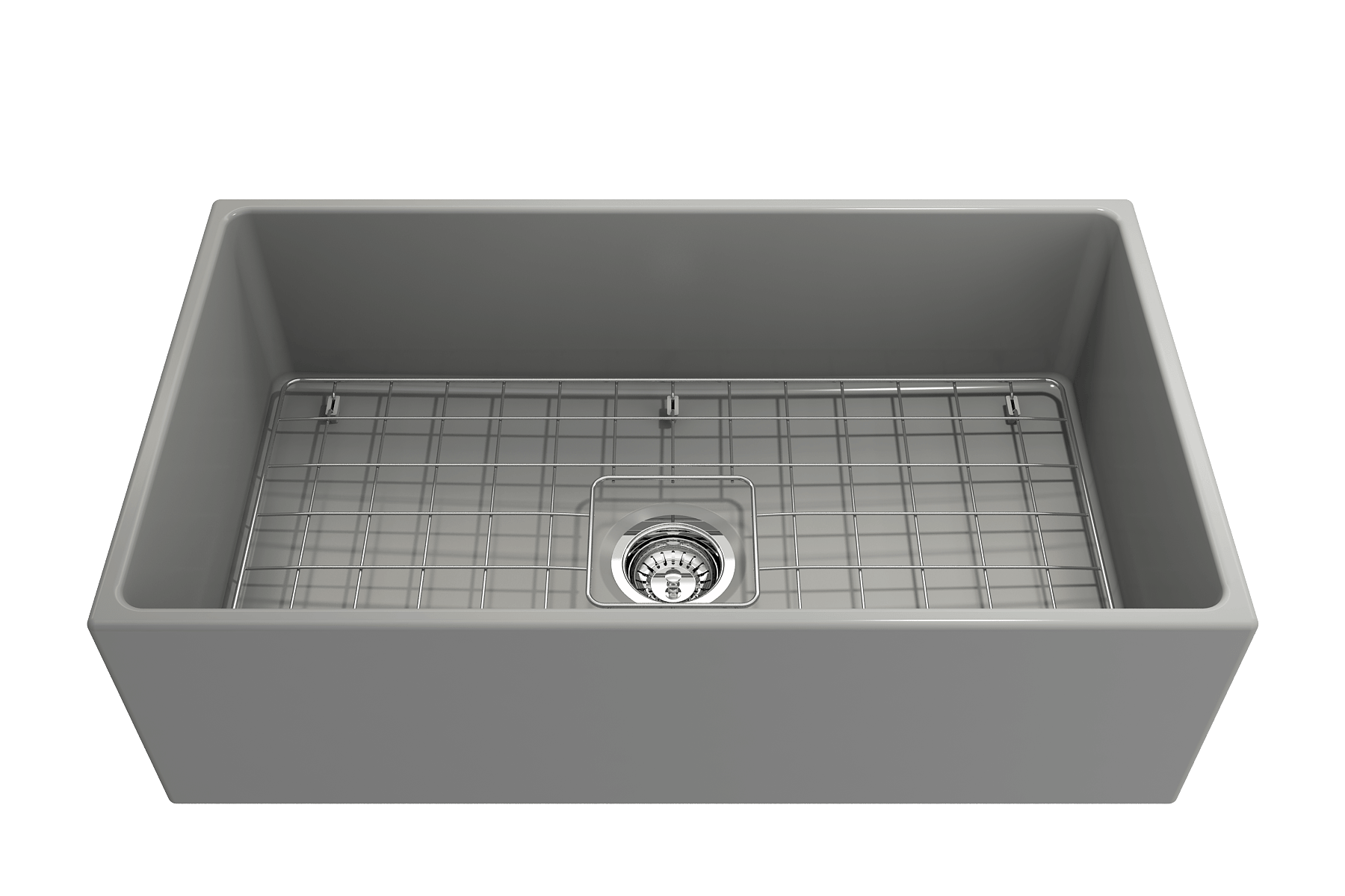 Alternate Image for BOCCHI Contempo 33" Fireclay Farmhouse Apron Single Bowl Kitchen Sink, Matte Gray, 1352-006-0120