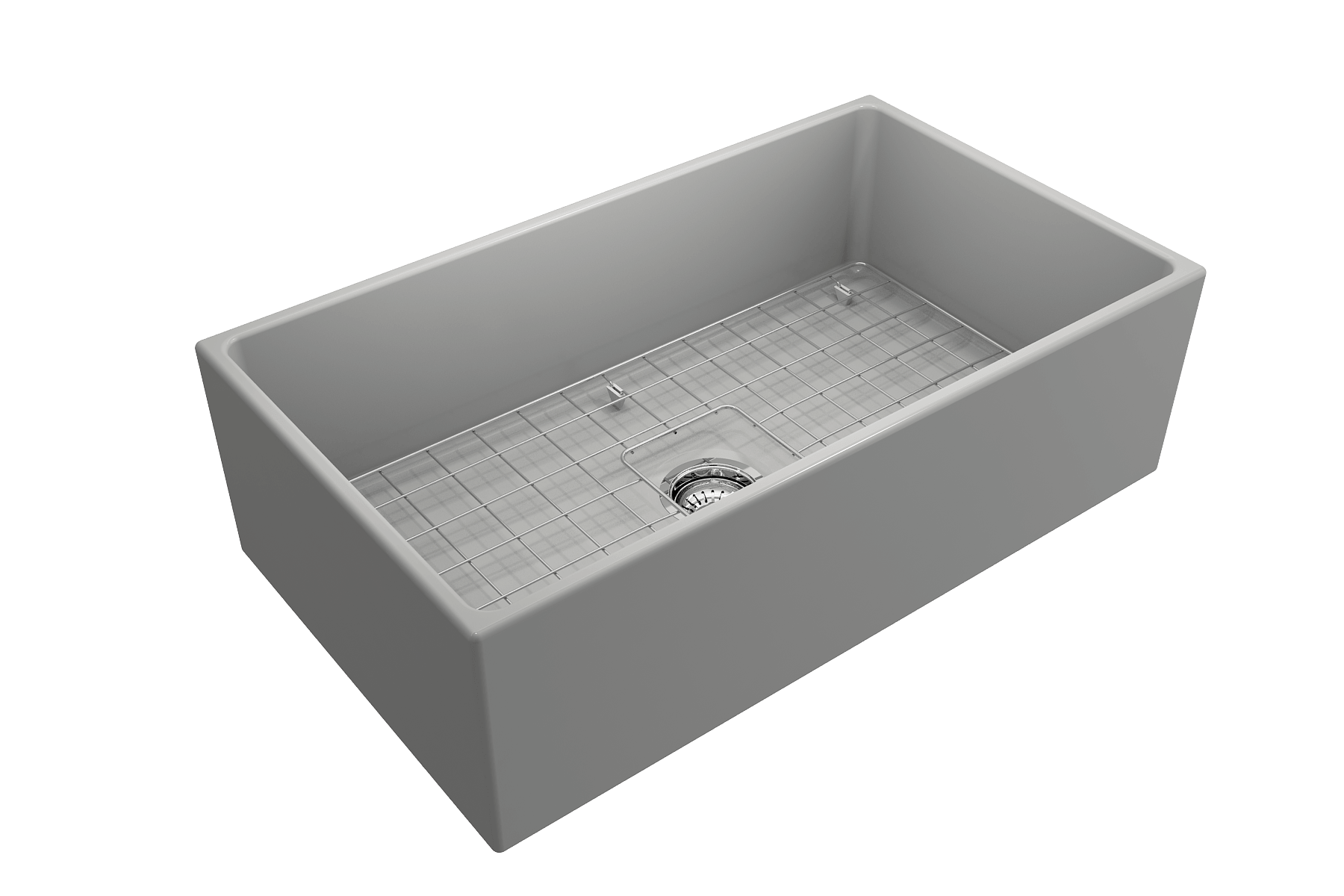 Alternate Image for BOCCHI Contempo 33" Fireclay Farmhouse Apron Single Bowl Kitchen Sink, Matte Gray, 1352-006-0120