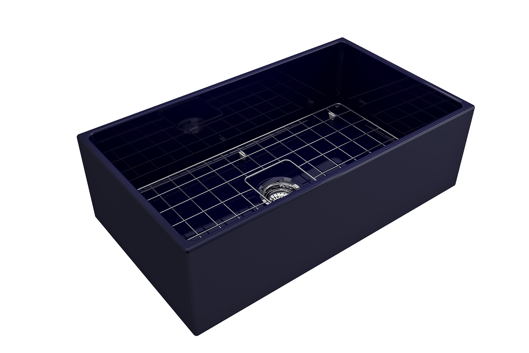Alternate Image for BOCCHI Contempo 33" Fireclay Farmhouse Apron Single Bowl Kitchen Sink, Sapphire Blue, 1352-010-0120