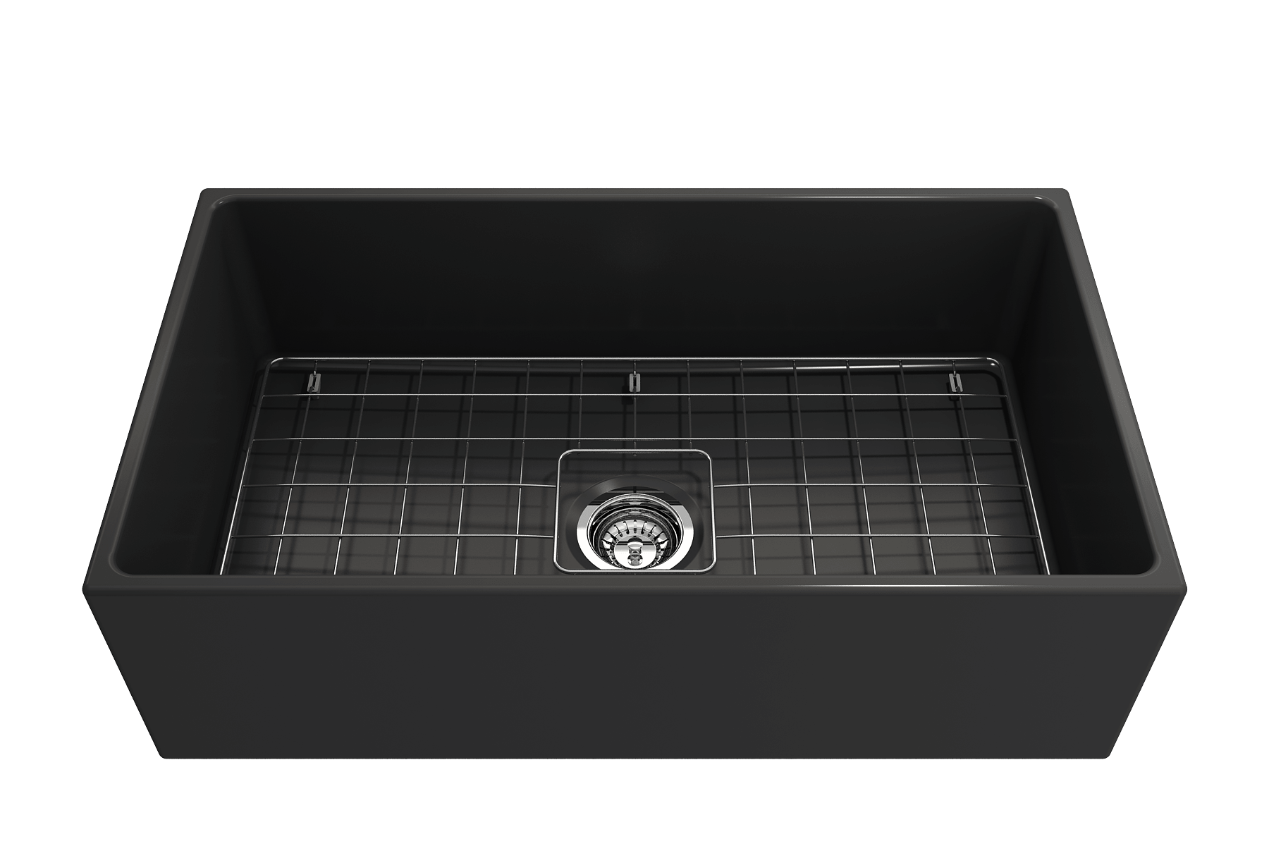 Alternate Image for BOCCHI Contempo 33" Fireclay Farmhouse Apron Single Bowl Kitchen Sink, Matte Dark Gray, 1352-020-0120
