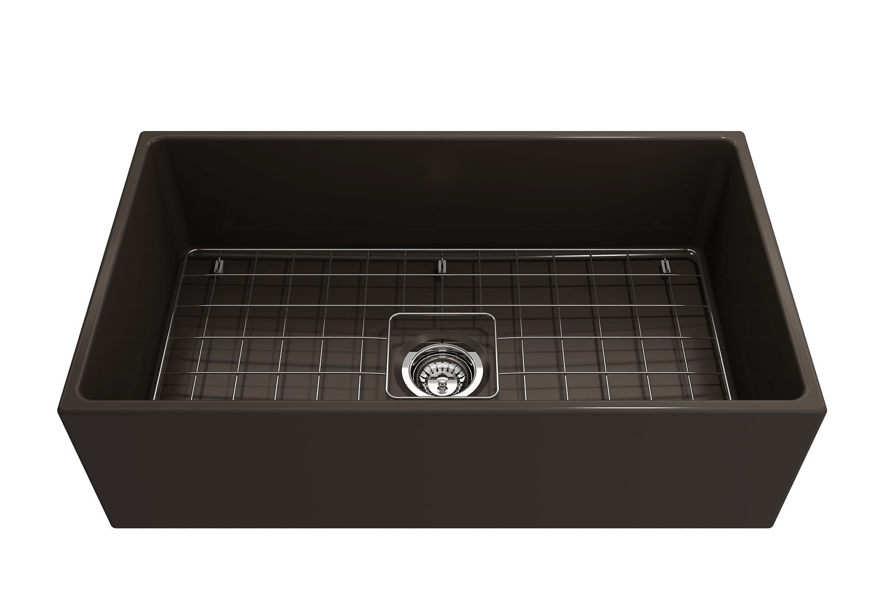 Alternate Image for BOCCHI Contempo 33" Fireclay Farmhouse Apron Single Bowl Kitchen Sink, Matte Brown, 1352-025-0120