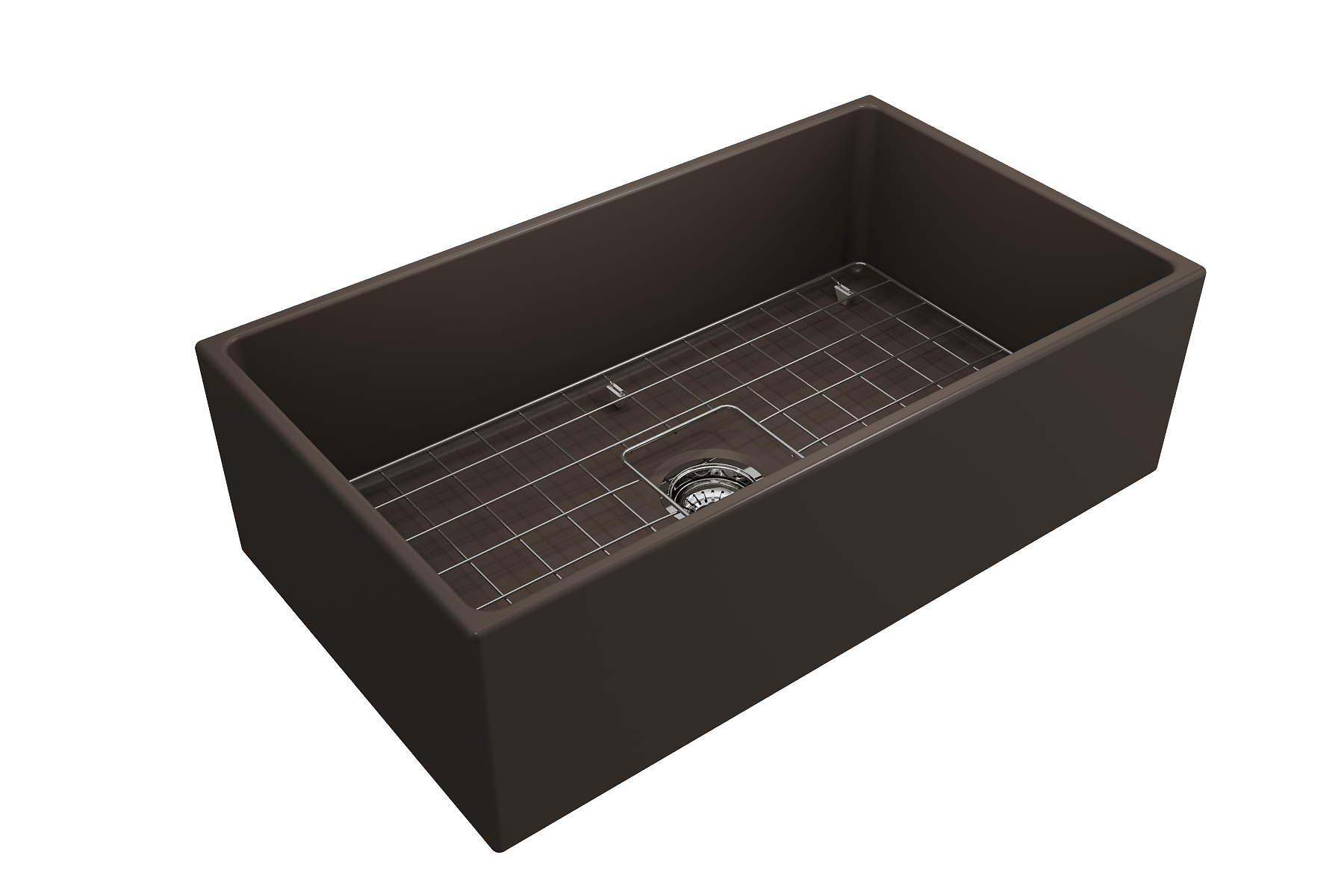 Alternate Image for BOCCHI Contempo 33" Fireclay Farmhouse Apron Single Bowl Kitchen Sink, Matte Brown, 1352-025-0120