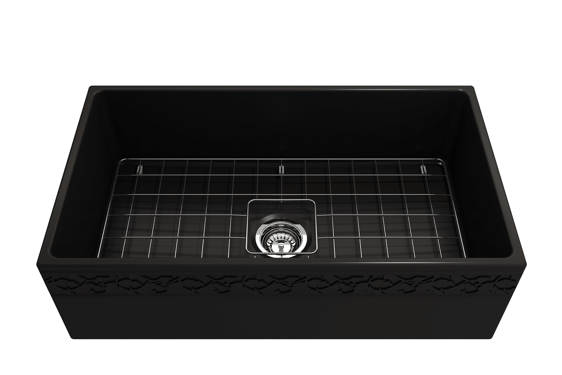 Alternate Image for BOCCHI Vigneto 33" Fireclay Farmhouse Apron Single Bowl Kitchen Sink, Matte Black, 1353-004-0120