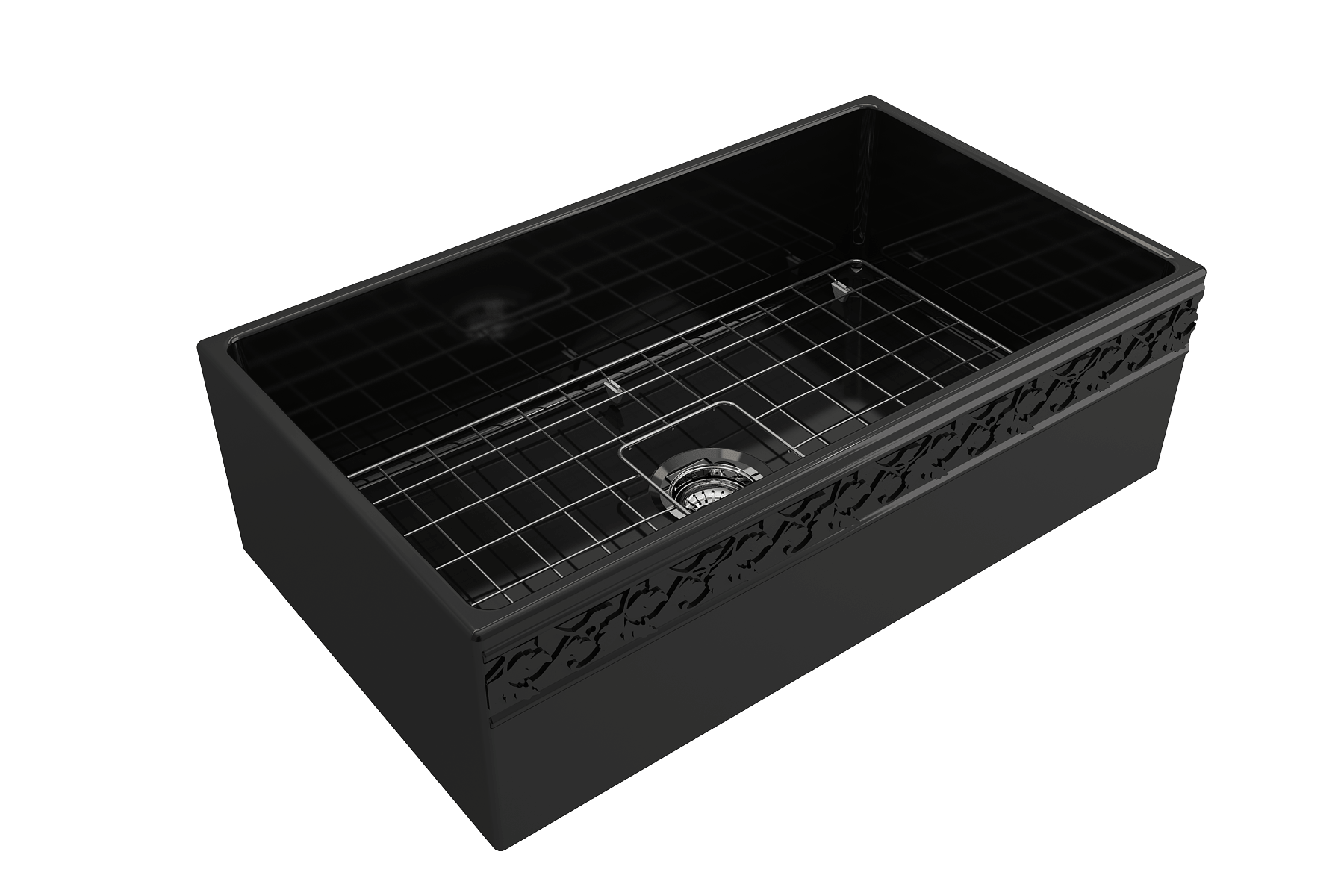 Alternate Image for BOCCHI Vigneto 33" Fireclay Farmhouse Apron Single Bowl Kitchen Sink, Black, 1353-005-0120