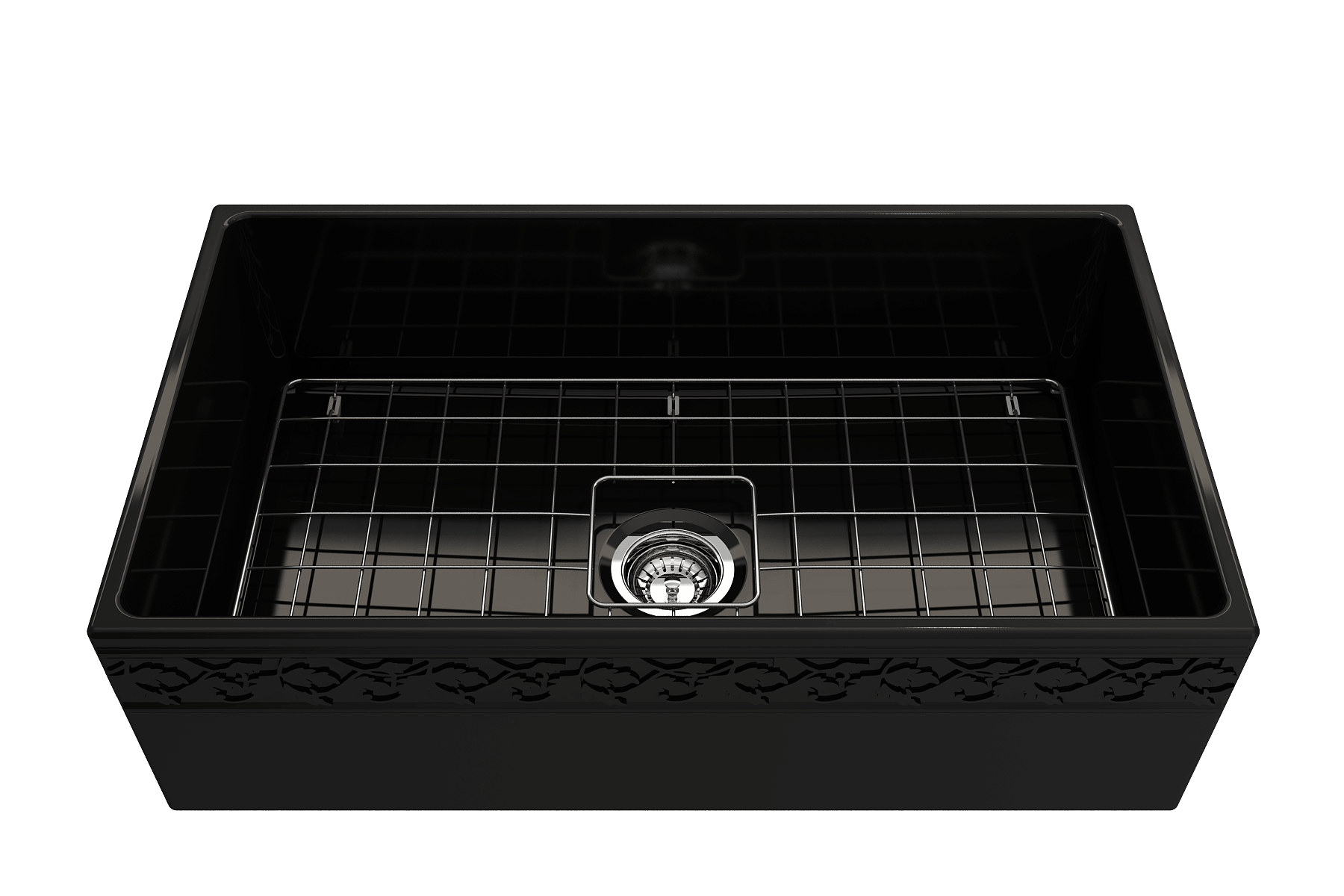 Alternate Image for BOCCHI Vigneto 33" Fireclay Farmhouse Apron Single Bowl Kitchen Sink, Black, 1353-005-0120
