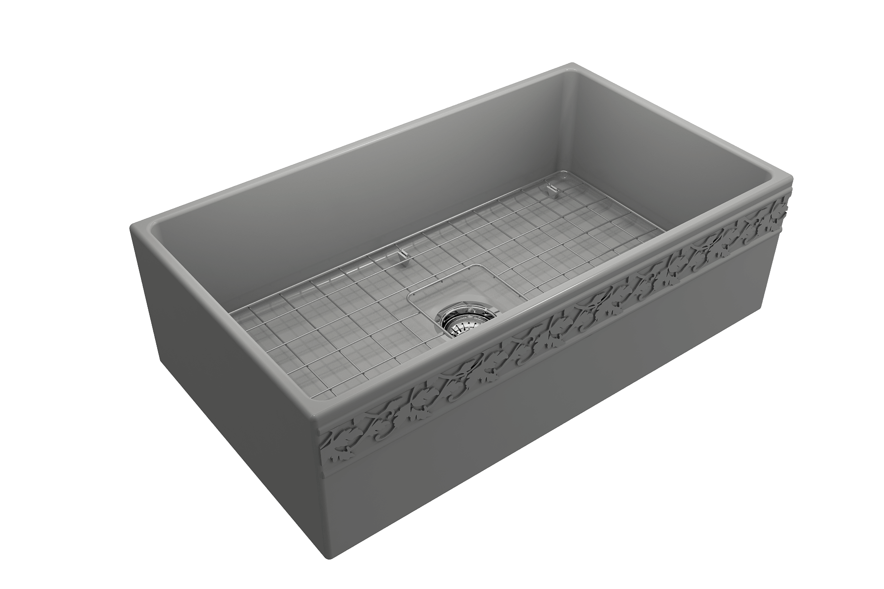 Alternate Image for BOCCHI Vigneto 33" Fireclay Farmhouse Apron Single Bowl Kitchen Sink, Matte Gray, 1353-006-0120