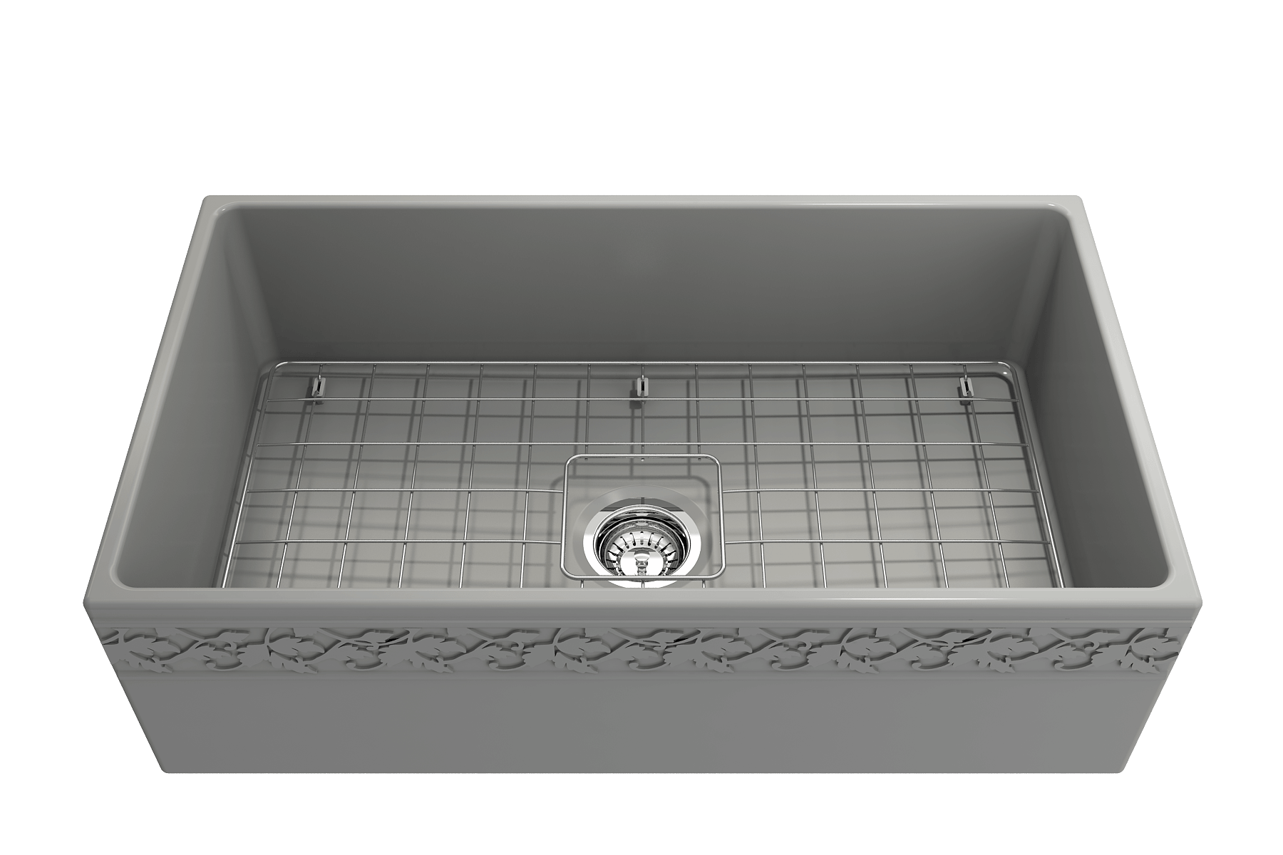 Alternate Image for BOCCHI Vigneto 33" Fireclay Farmhouse Apron Single Bowl Kitchen Sink, Matte Gray, 1353-006-0120