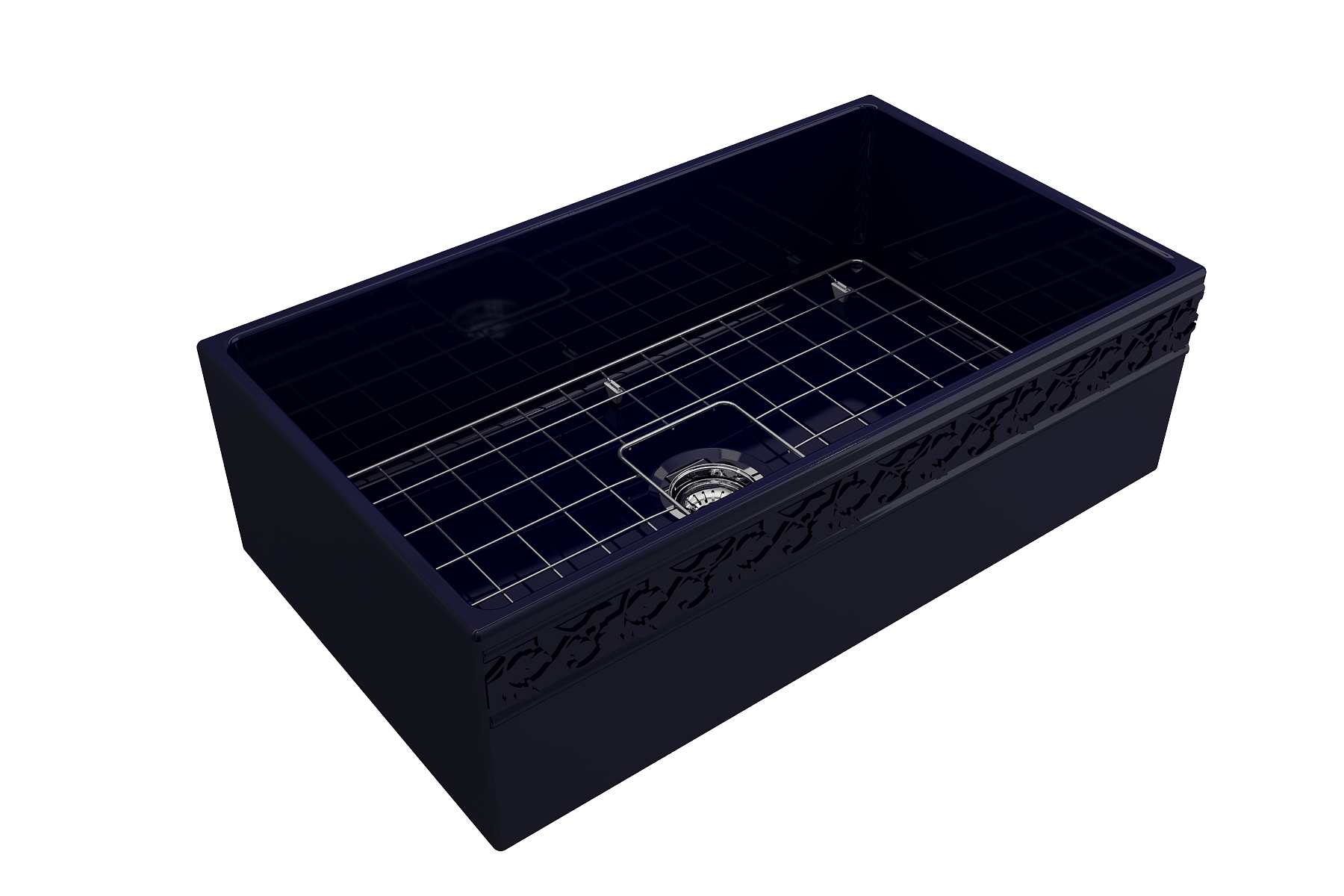 Alternate Image for BOCCHI Vigneto 33" Fireclay Farmhouse Apron Single Bowl Kitchen Sink, Sapphire Blue, 1353-010-0120