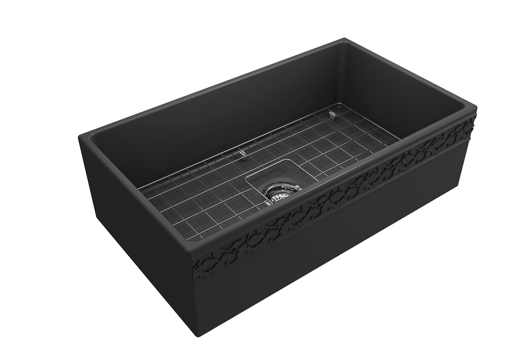 Alternate Image for BOCCHI Vigneto 33" Fireclay Farmhouse Apron Single Bowl Kitchen Sink, Matte Dark Gray, 1353-020-0120