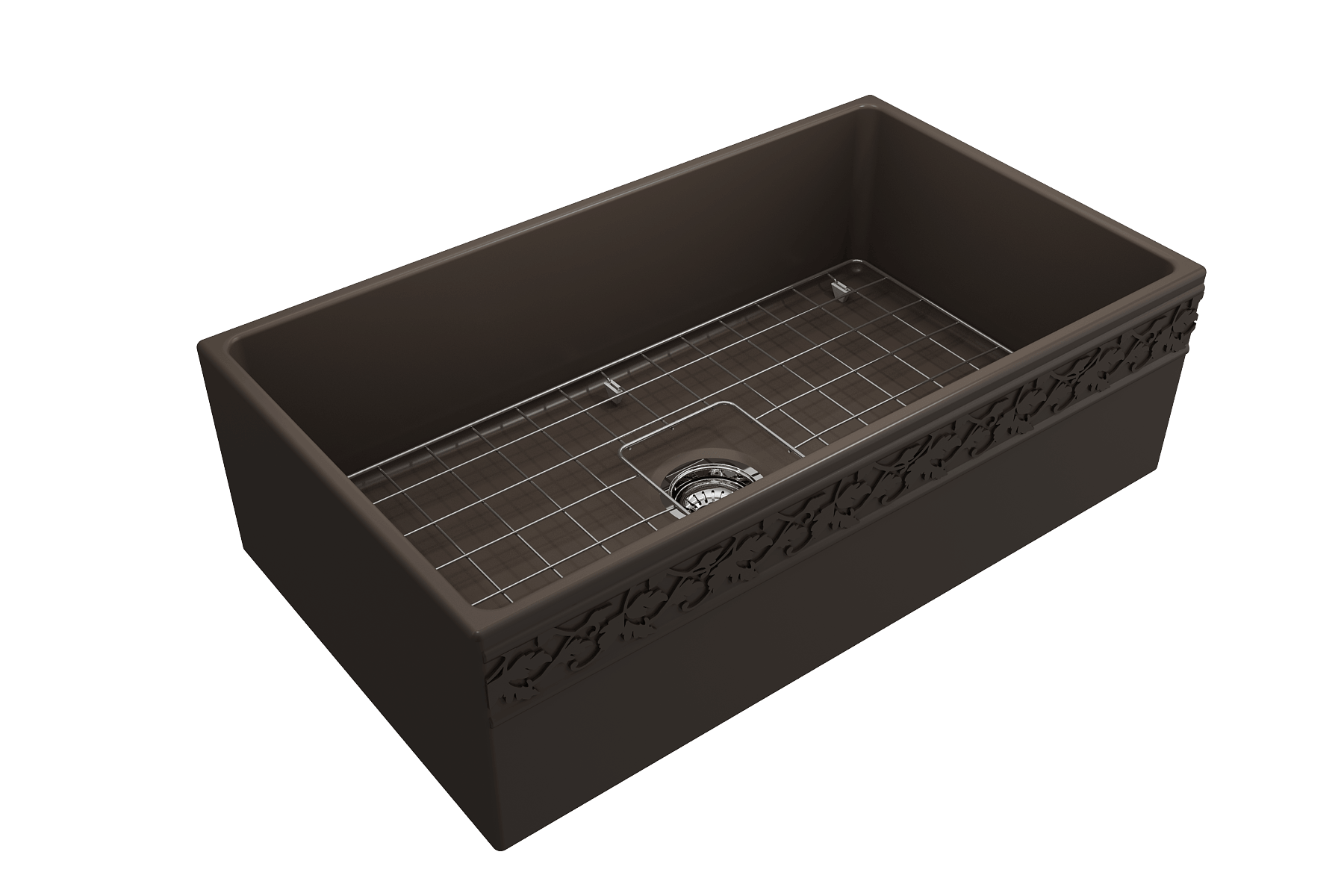 Alternate Image for BOCCHI Vigneto 33" Fireclay Farmhouse Apron Single Bowl Kitchen Sink, Matte Brown, 1353-025-0120