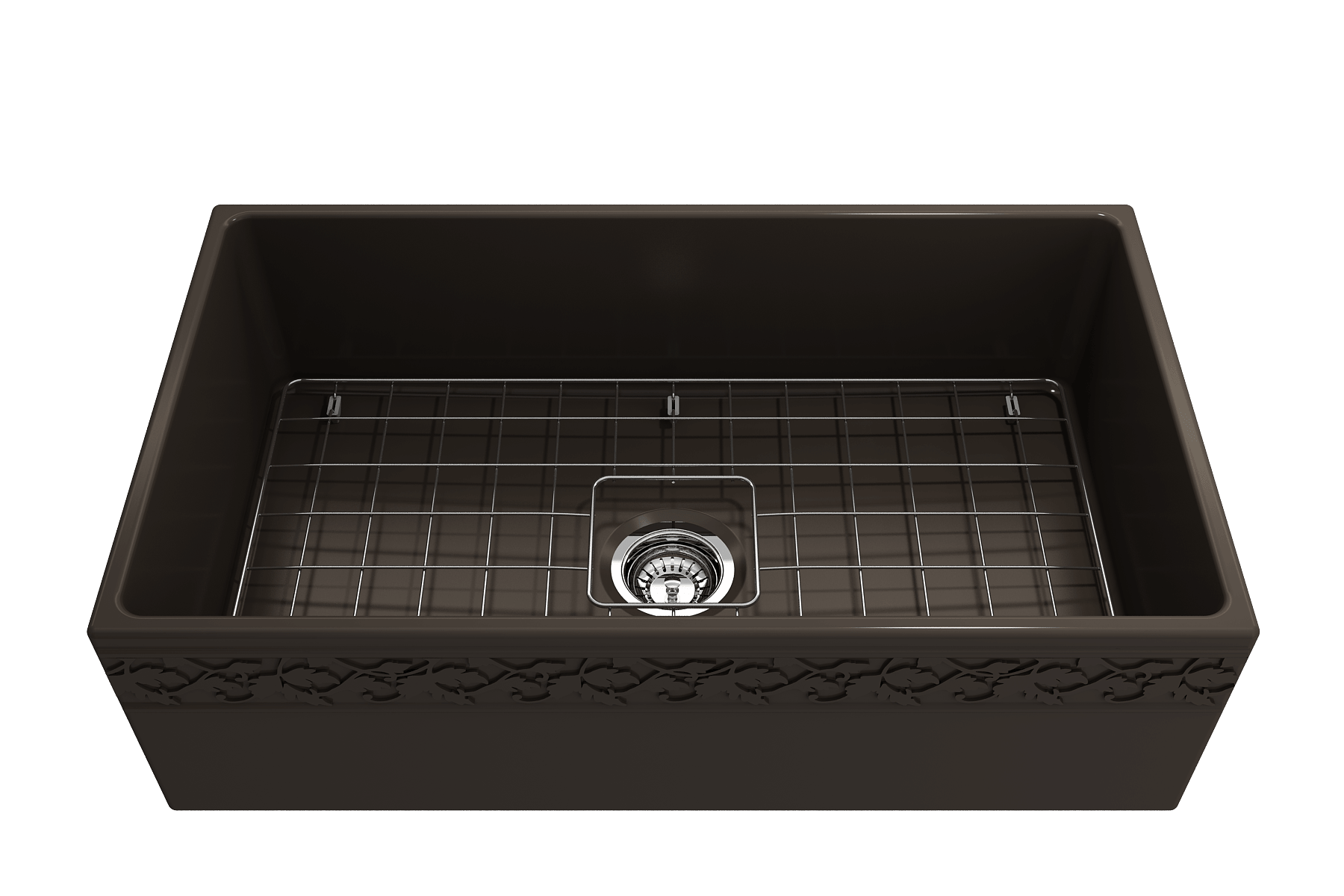 Alternate Image for BOCCHI Vigneto 33" Fireclay Farmhouse Apron Single Bowl Kitchen Sink, Matte Brown, 1353-025-0120