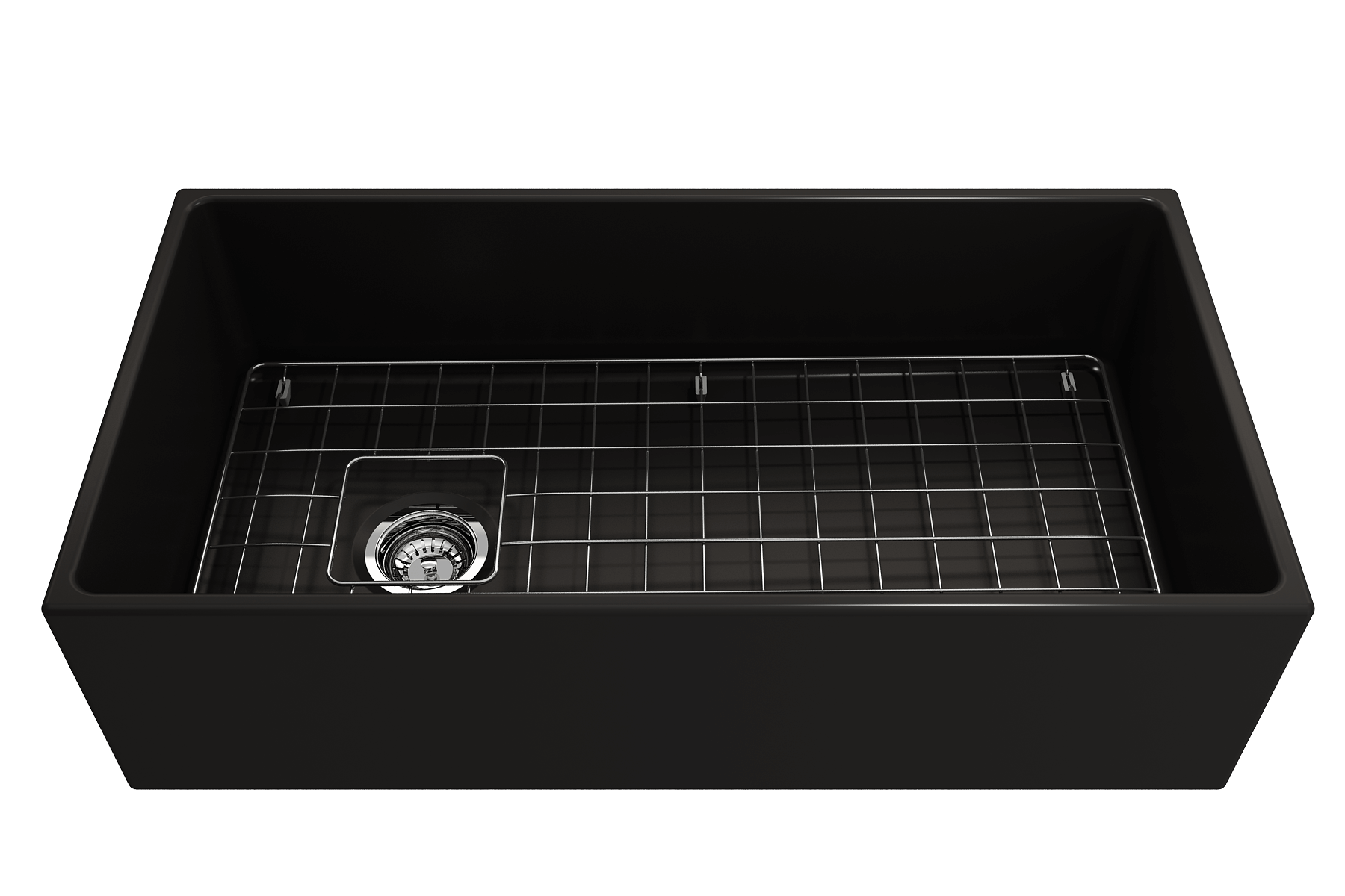 Alternate Image for BOCCHI Contempo 36" Fireclay Farmhouse Apron Single Bowl Kitchen Sink, Matte Black, 1354-004-0120