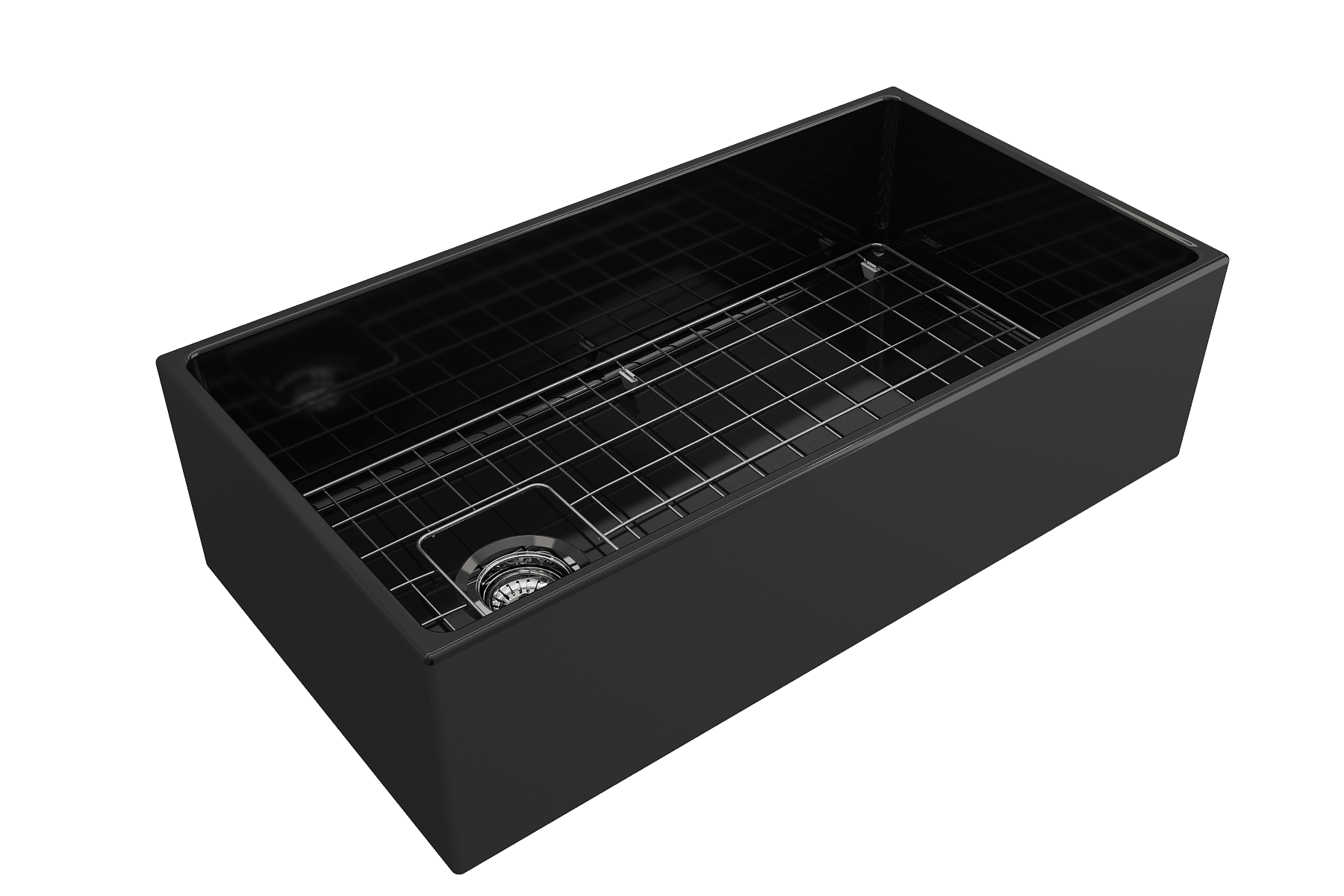 Alternate Image for BOCCHI Contempo 36" Fireclay Farmhouse Apron Single Bowl Kitchen Sink, Black, 1354-005-0120