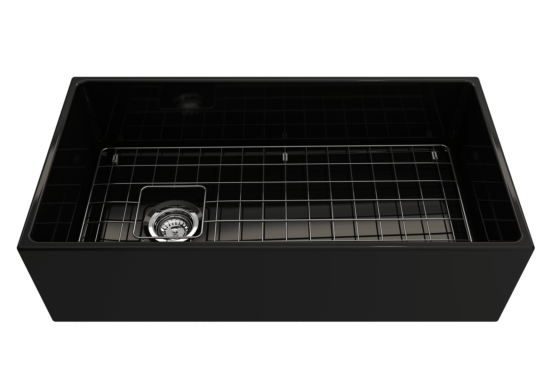 Alternate Image for BOCCHI Contempo 36" Fireclay Farmhouse Apron Single Bowl Kitchen Sink, Black, 1354-005-0120