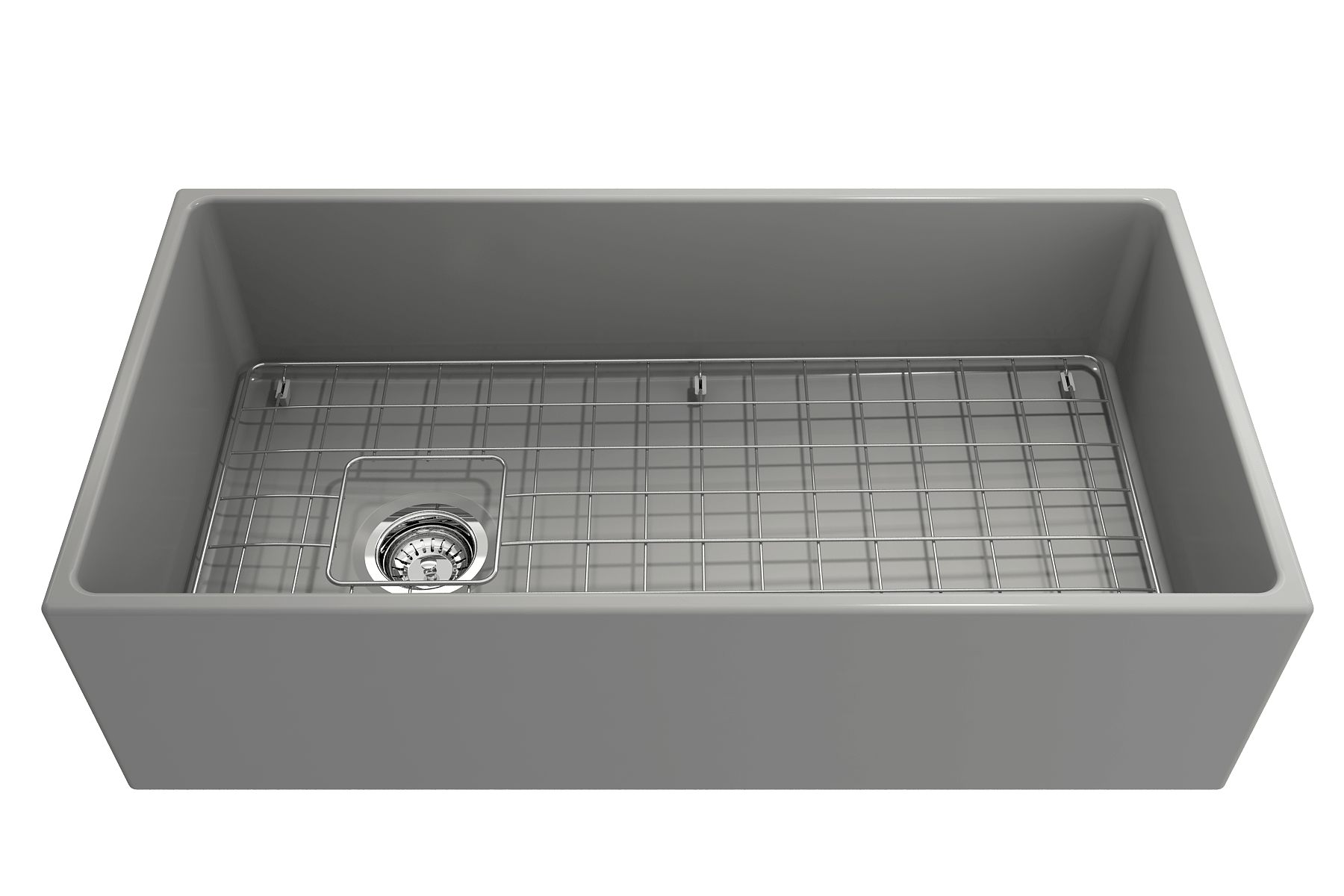 Alternate Image for BOCCHI Contempo 36" Fireclay Farmhouse Apron Single Bowl Kitchen Sink, Matte Gray, 1354-006-0120